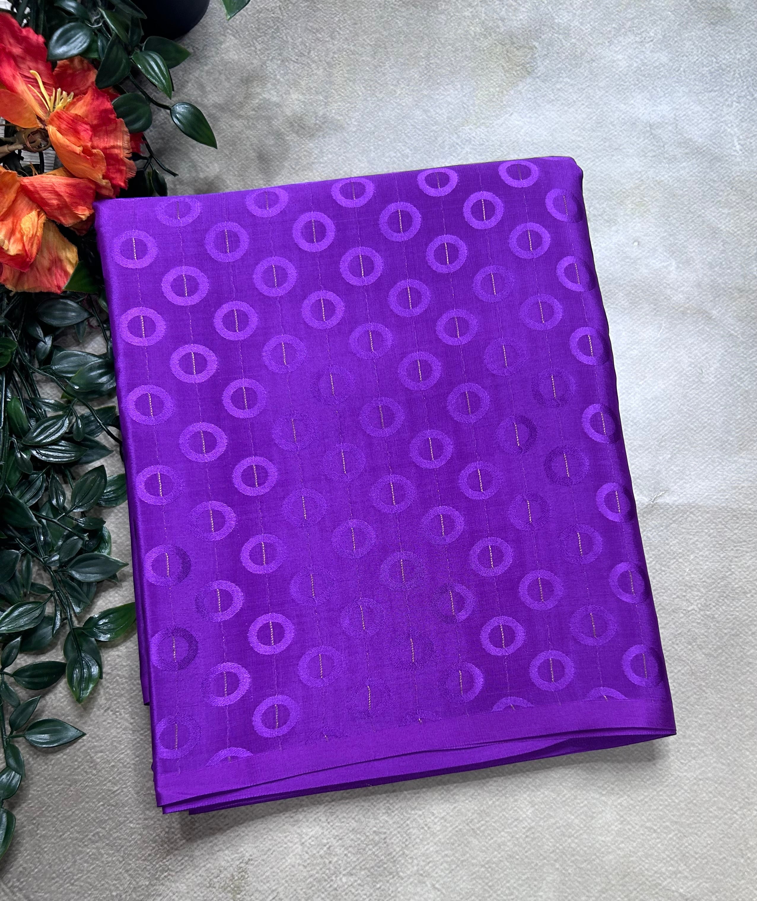 Purple embossed Butta pure mysore silk saree(DMS106)