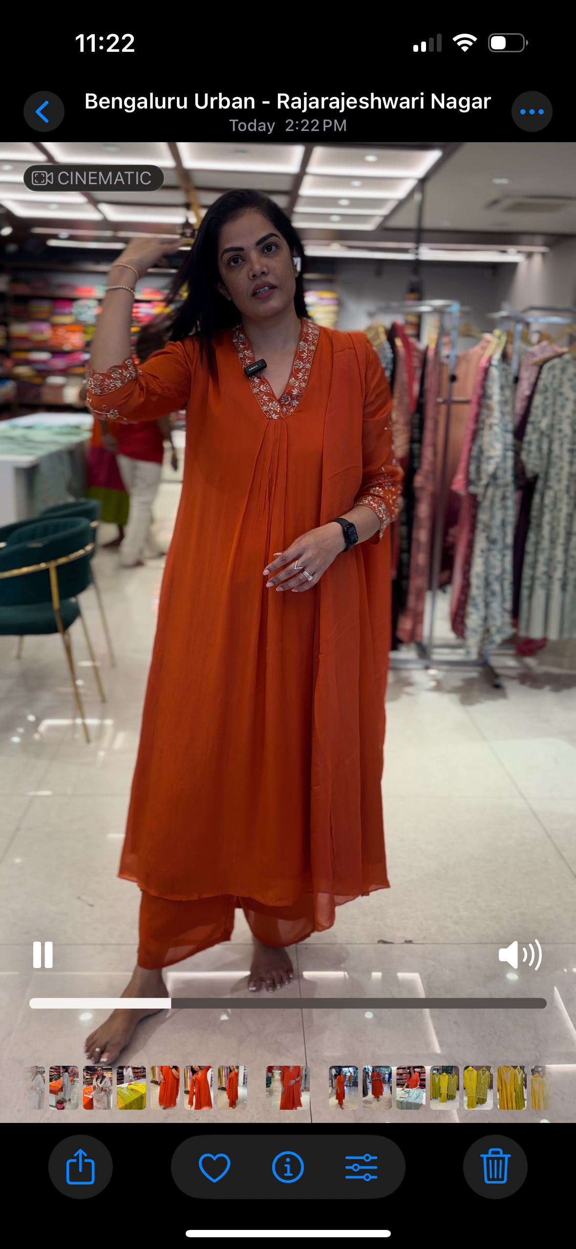 "Piya" Orange Chinnon Handwork Airline Kurtha 345