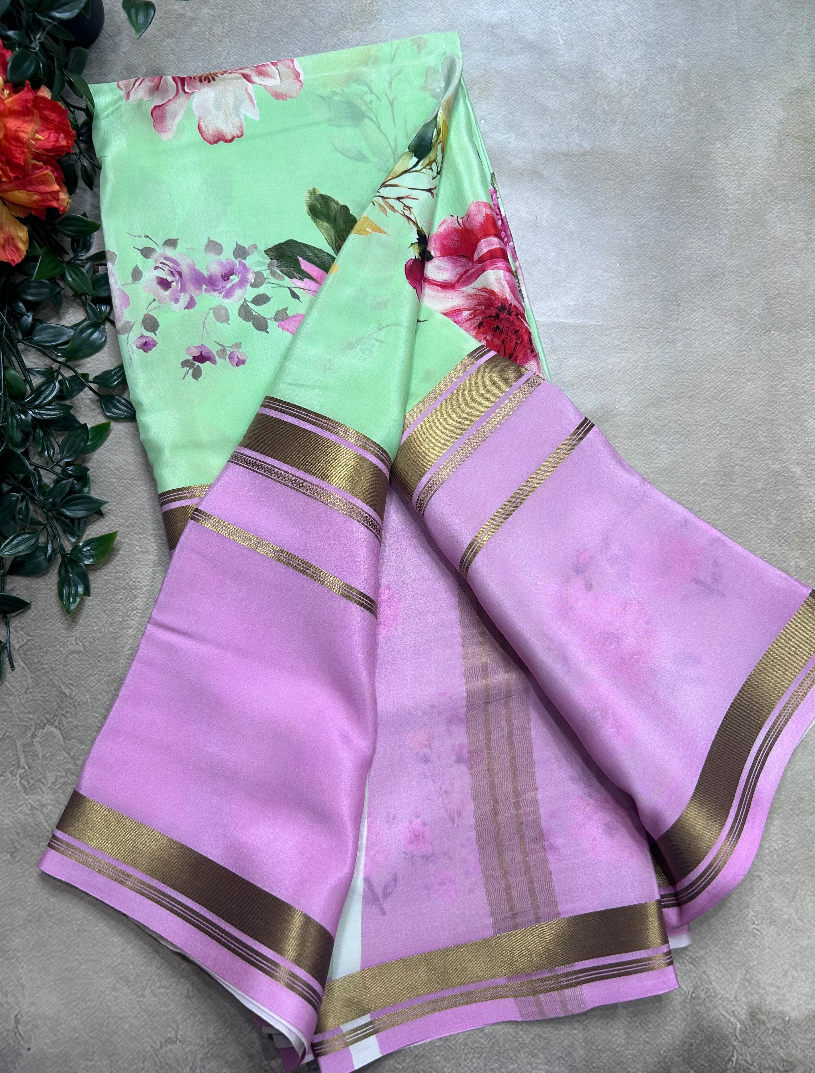 2D digital print pure mysore silk saree(DMS106)
