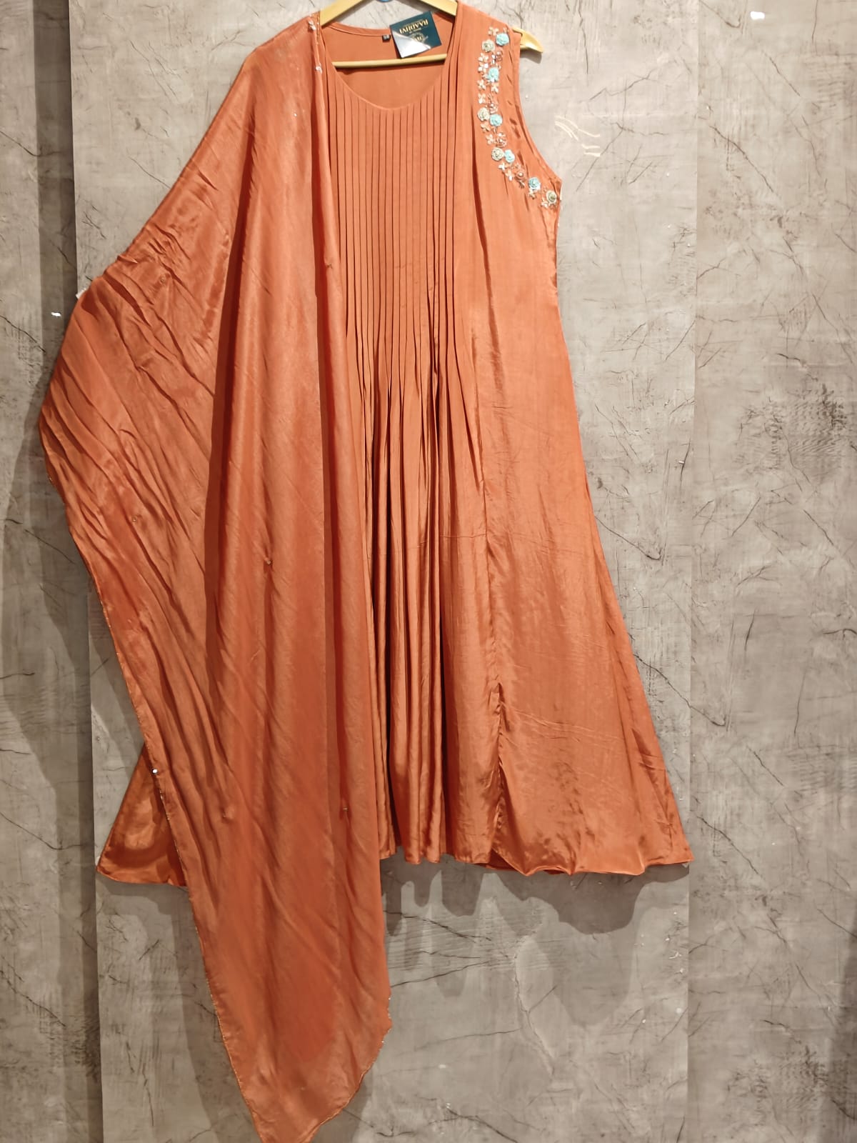 “Pani" Brown Crepe Silk Anarkali Handwork Kurtha 515