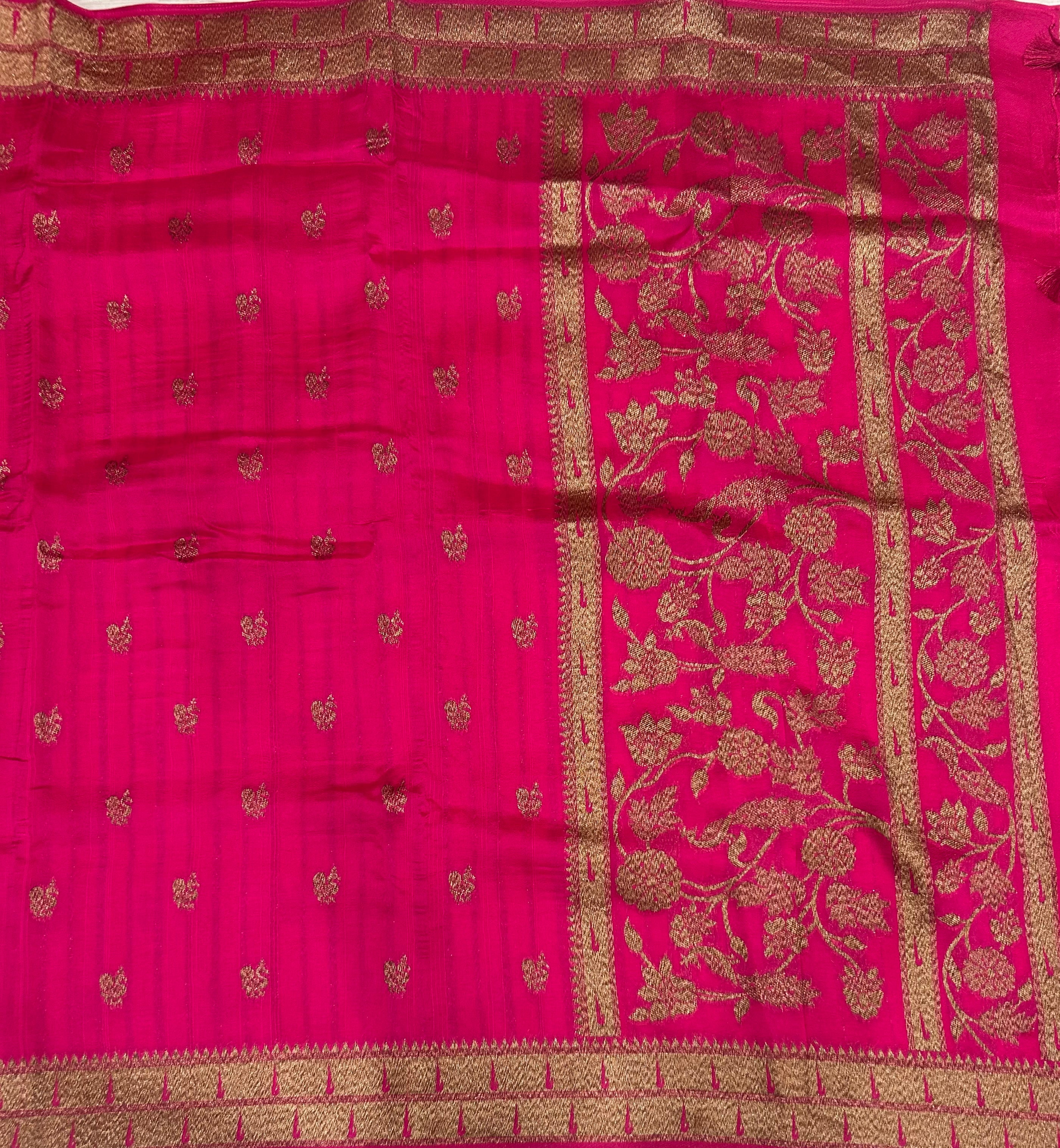 Pink small Butta tussar georgette-102 saree