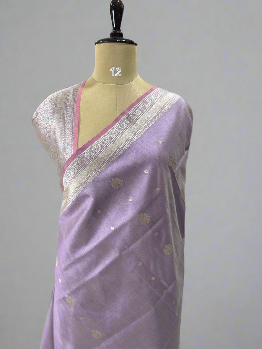 Light violet pure banaras kora organza saree