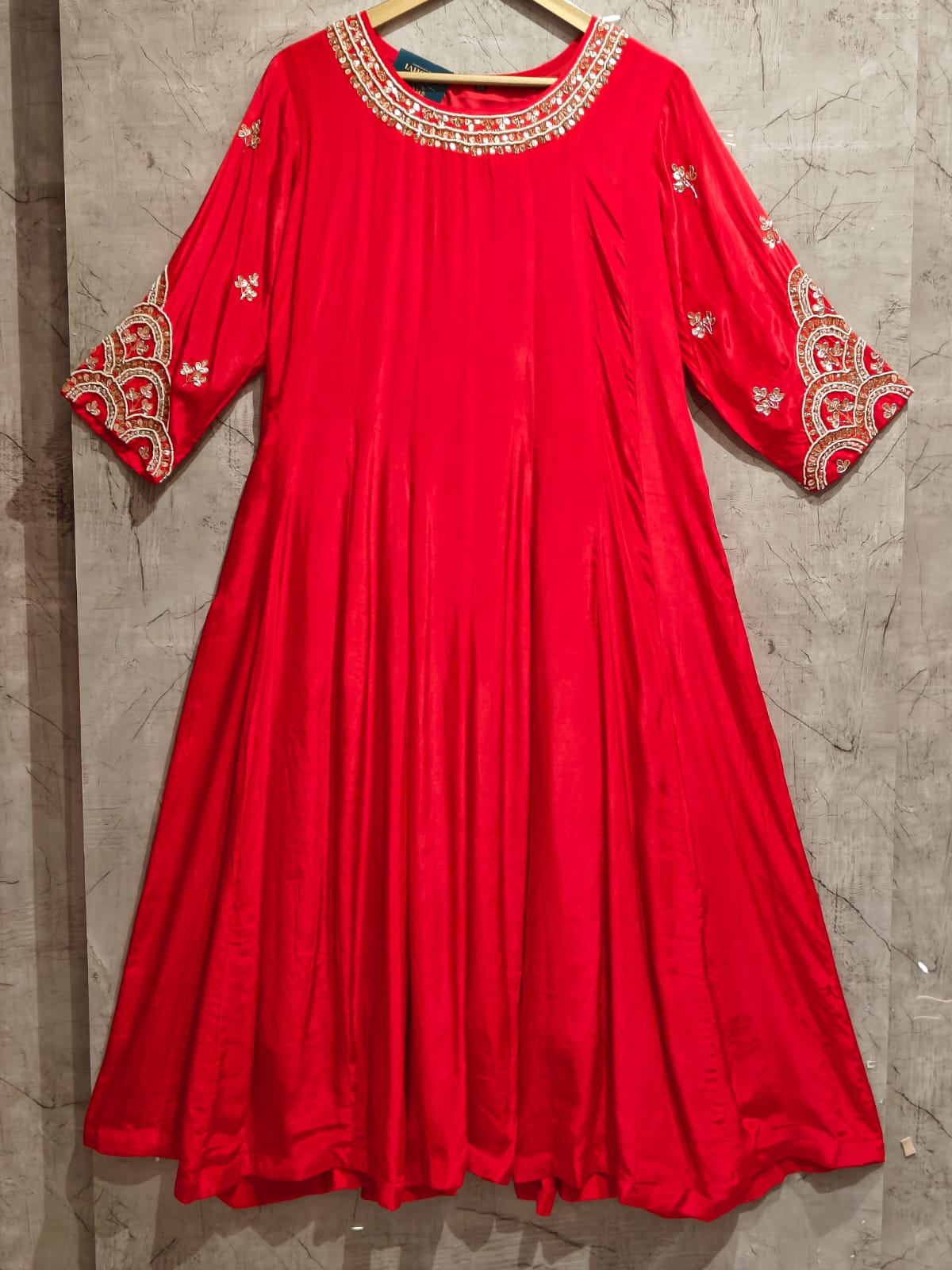 Dark Pink Crepe Hand Work Airline Kurtha 992