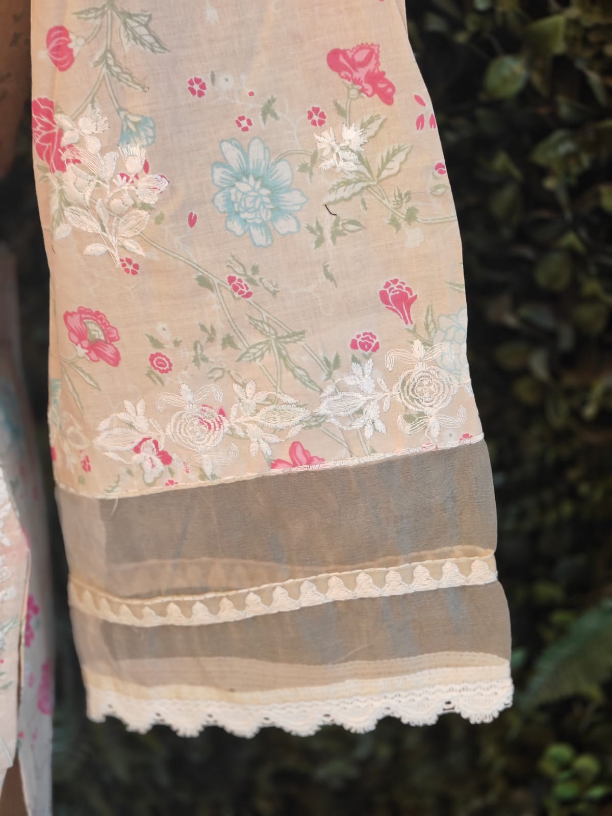 White Cotton Thread Embroidery Work Straight Fit  Kurtha 827