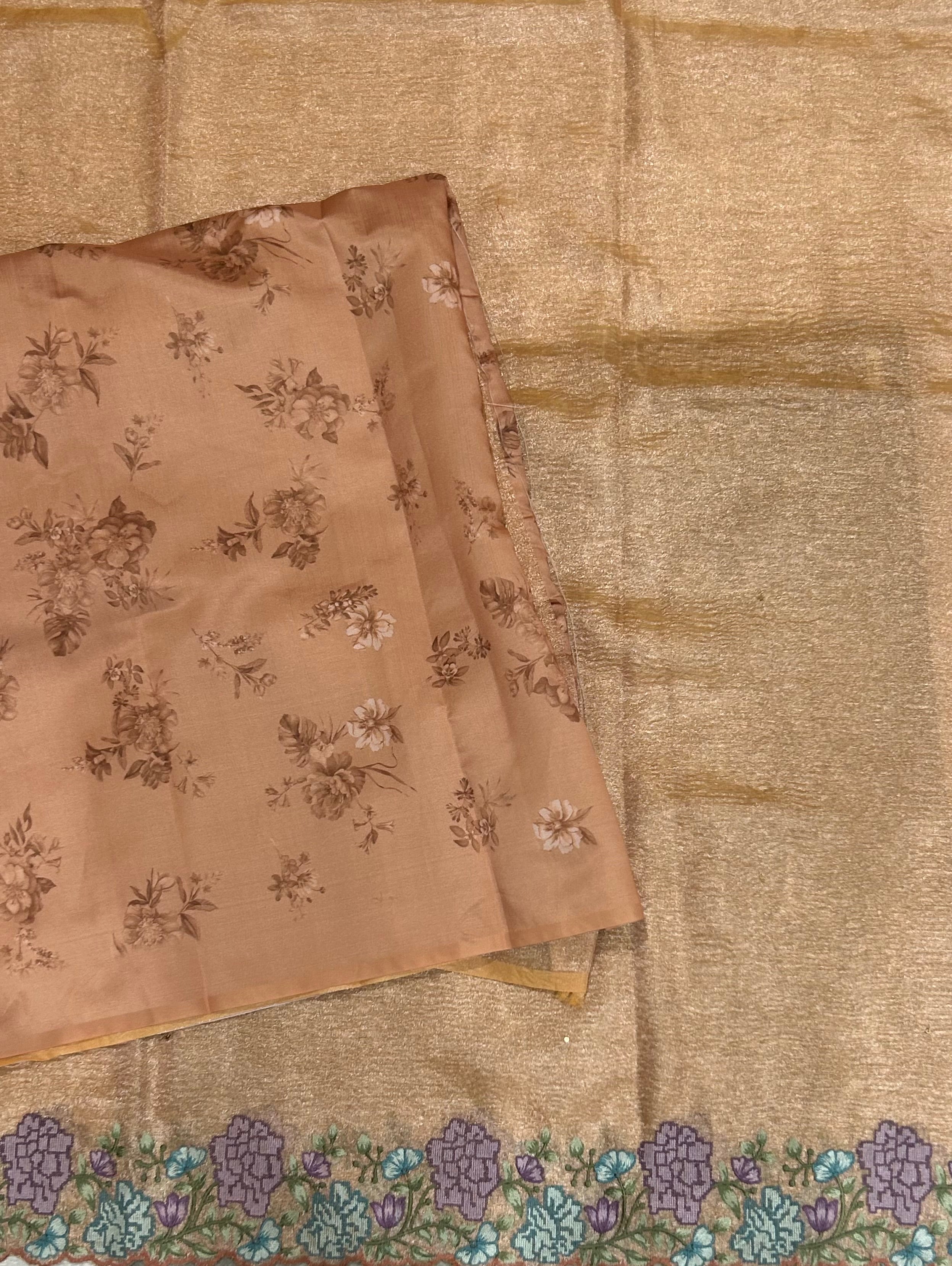 Pastel orange petite point crush tissue 104 saree