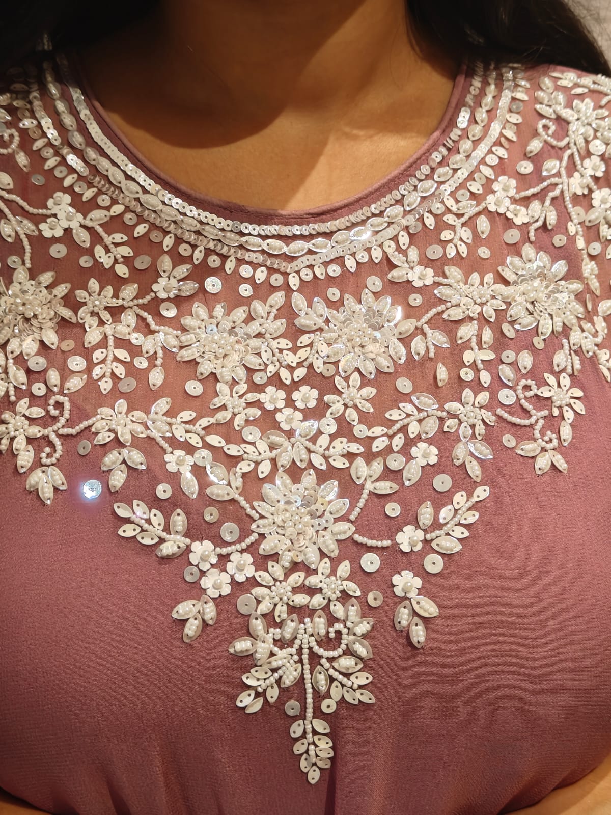 “Kafthan" Onion Pink   handwork party ware Kafthan Kurtha set