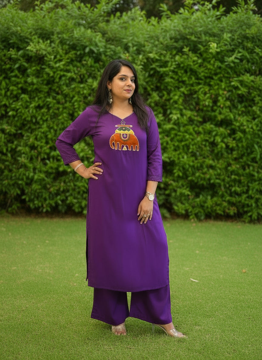 Purple Mul Cotton Cord Set 711