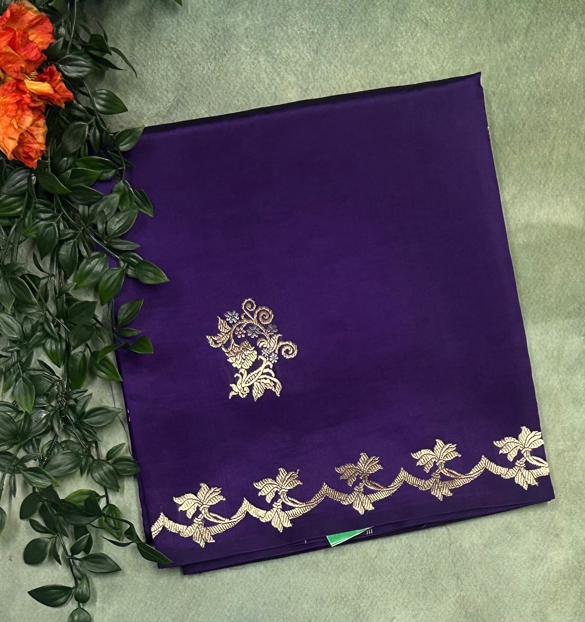 Purple border Butta lightweight pure kathan 103 saree