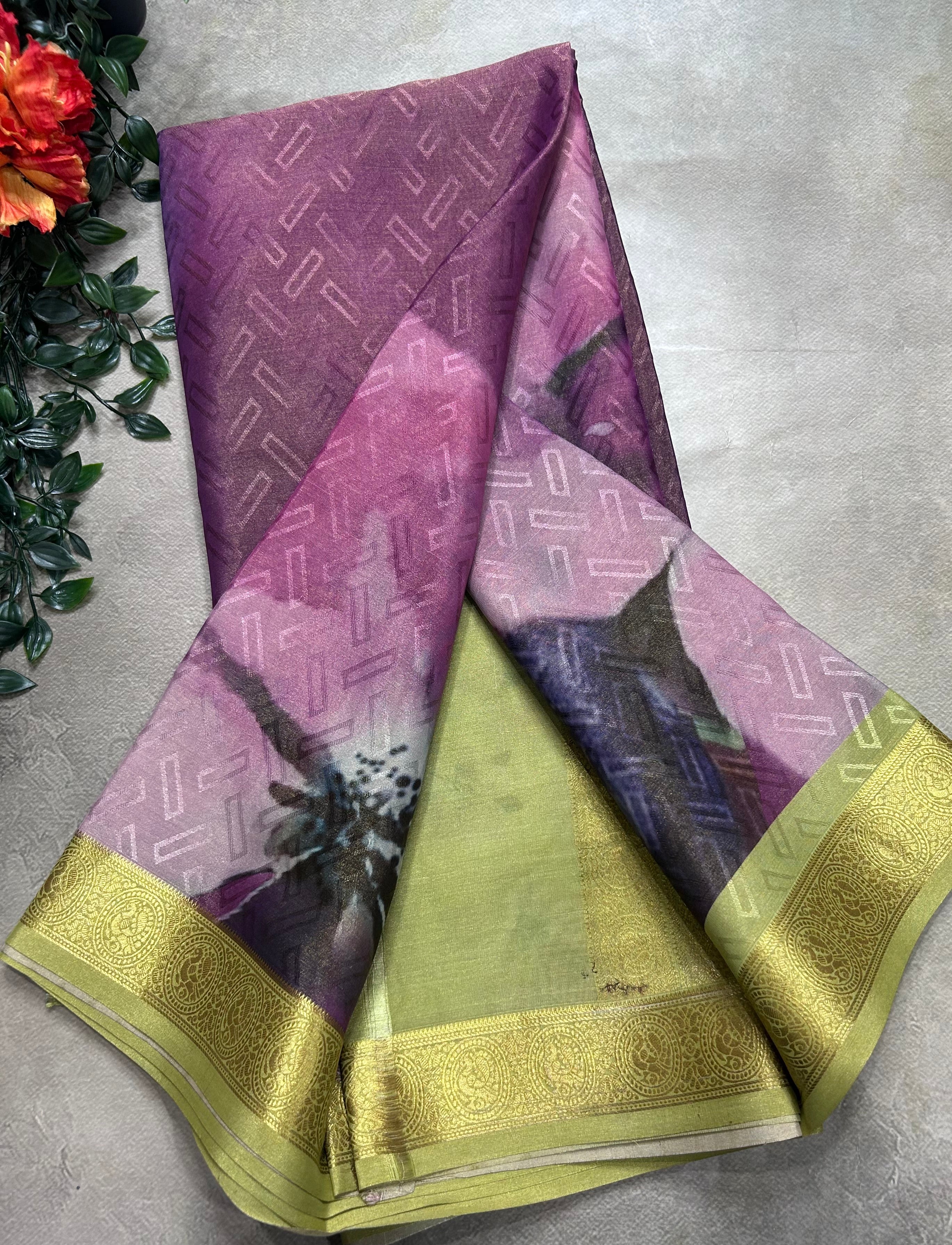 Multicolour digital print pure mysore silk saree(DMS106)