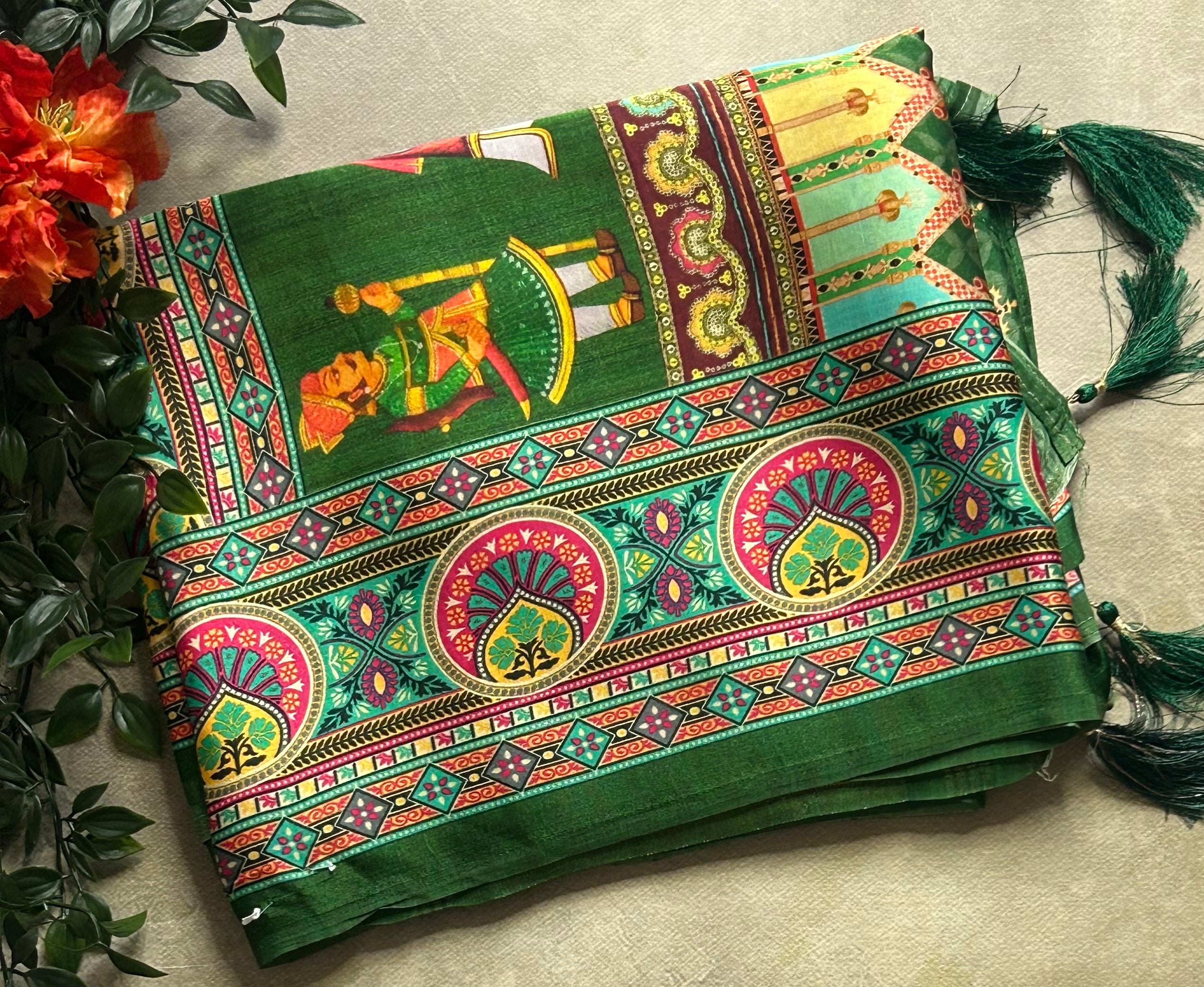 Multicolour digital printed modal crepe 103 saree