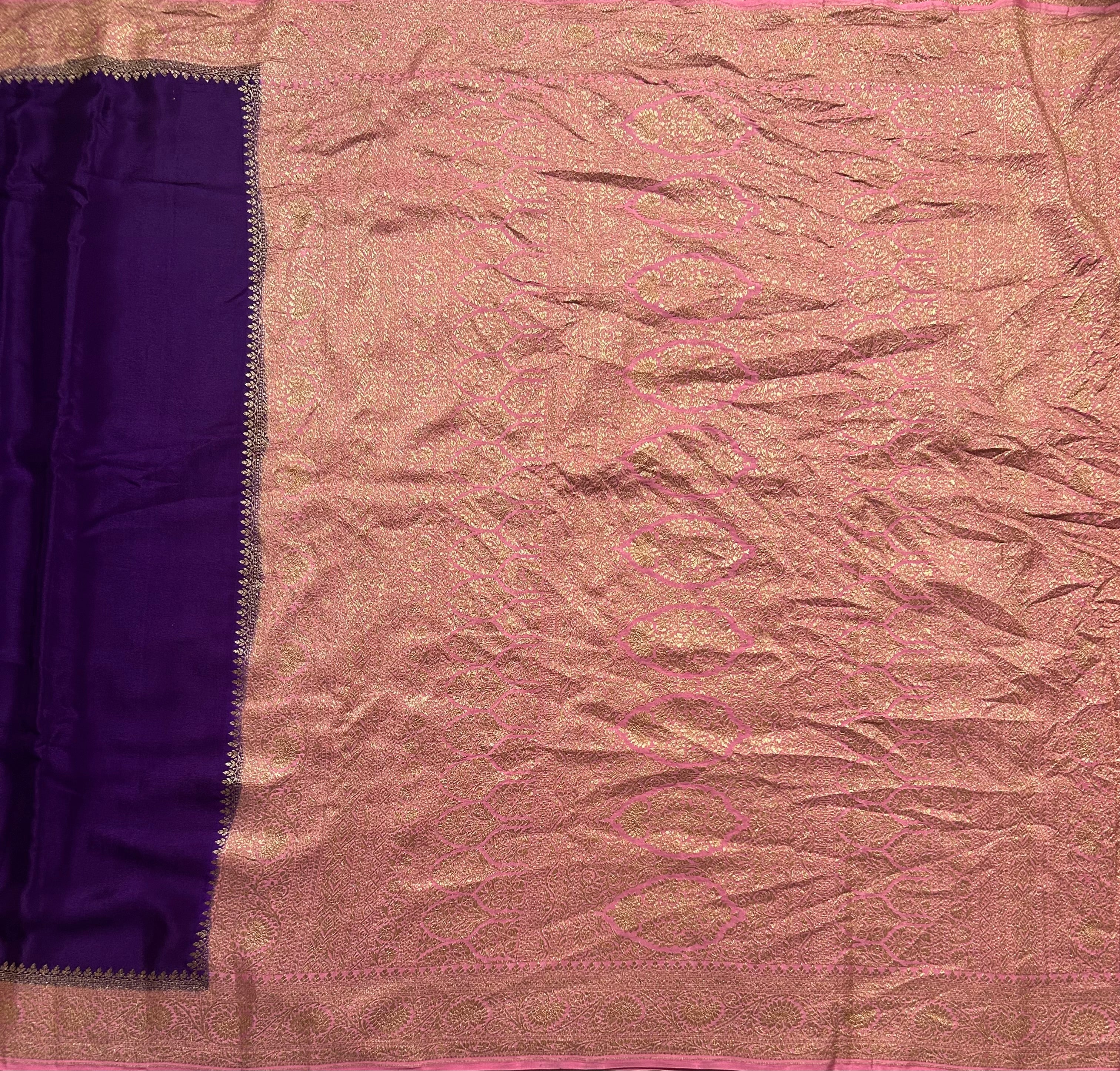 Purple pure benarasi 103 crepe silk saree