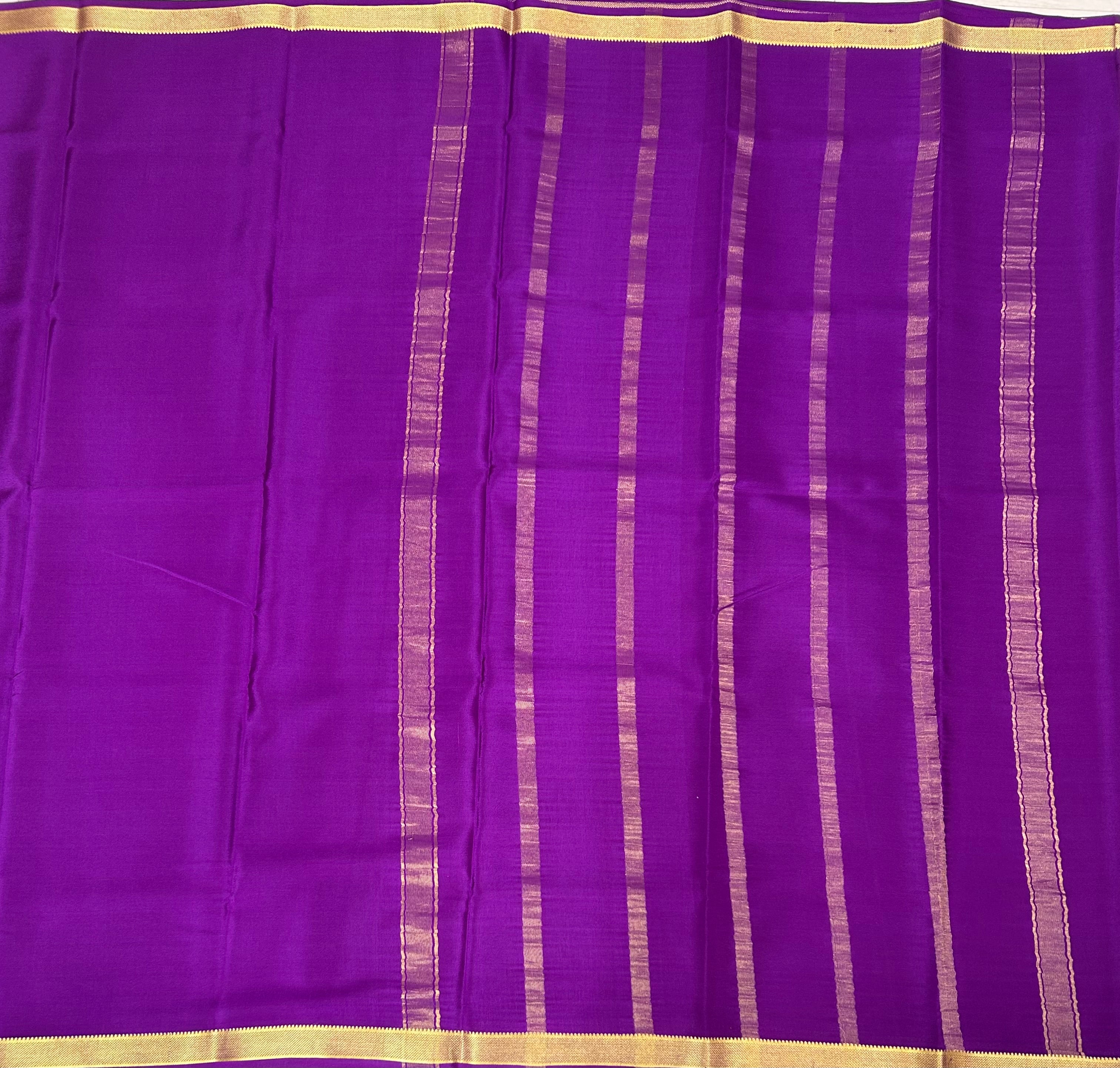 Purple plain one inch pure mysore silk-12 saree