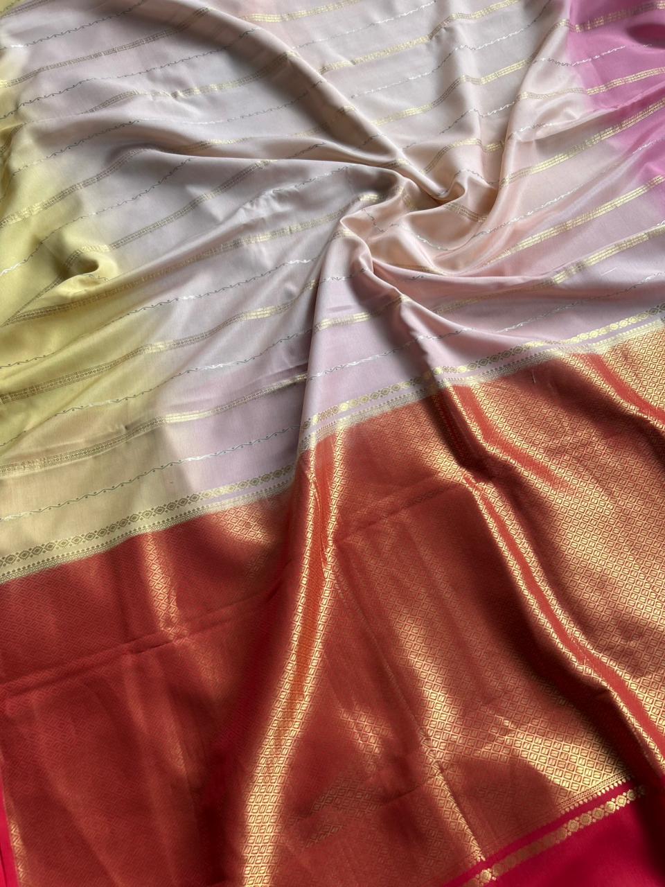 Rankart-106 borderless pure mysore crepe silk saree
