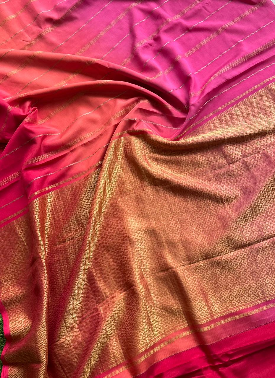Rankart-106 borderless pure mysore crepe silk saree