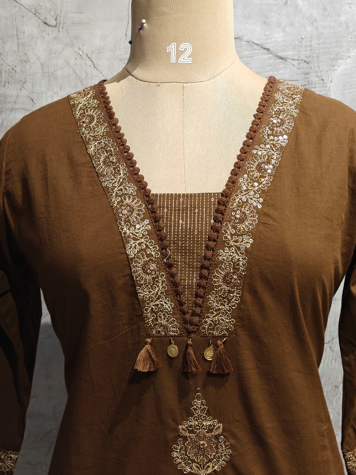 Brown  Cotton Anarkali Kurtha  151