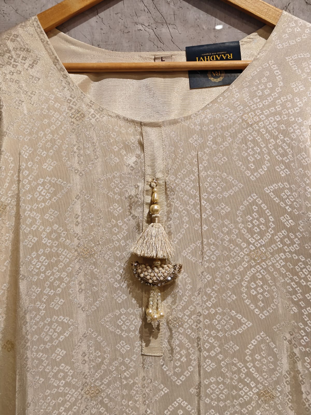 White Shimer Hand Embroidery Straight Fit Kurtha 765