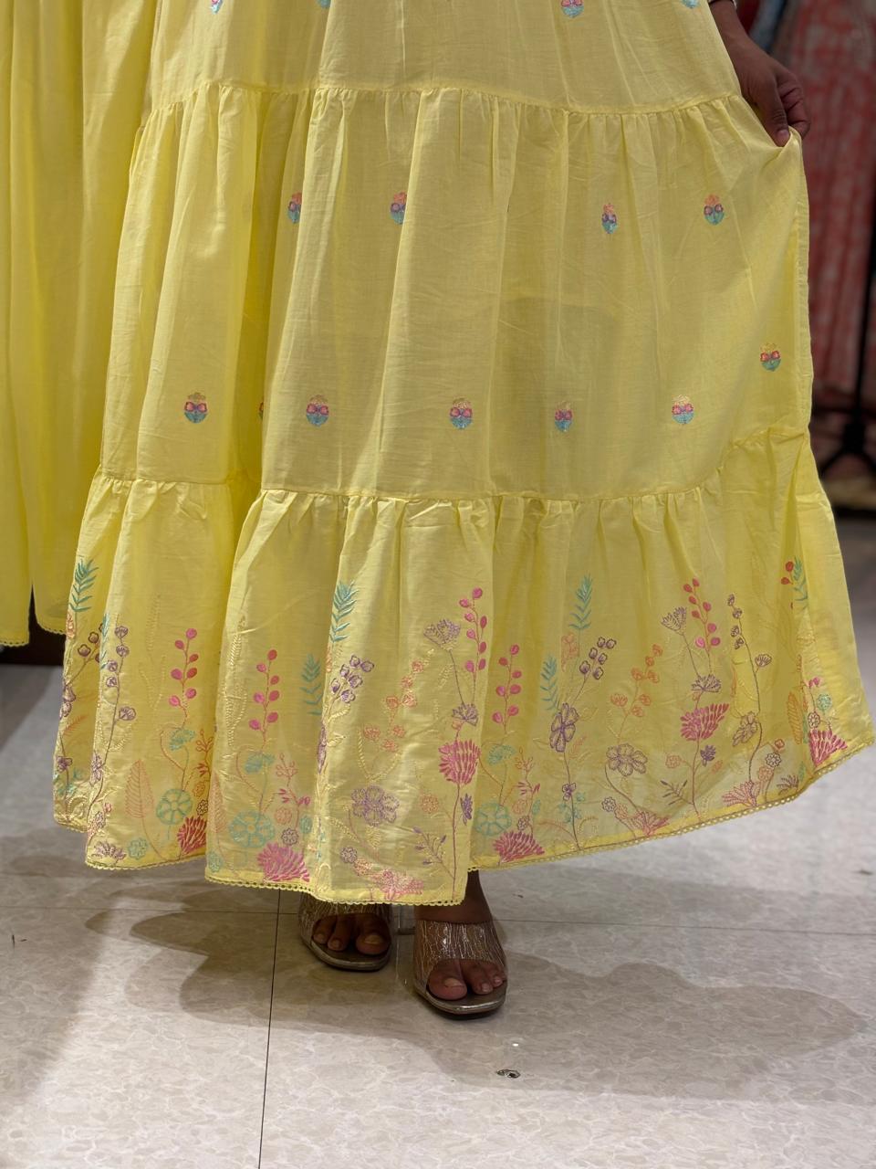 “Naya” Yellow Mul Cotton 3pcs Kurtha 120