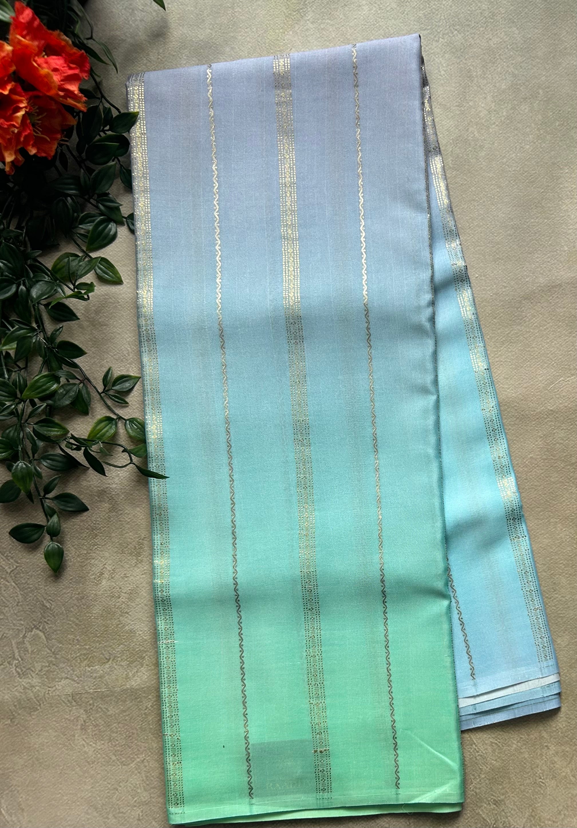 Rankart-103 borderless pure mysore crepe silk saree