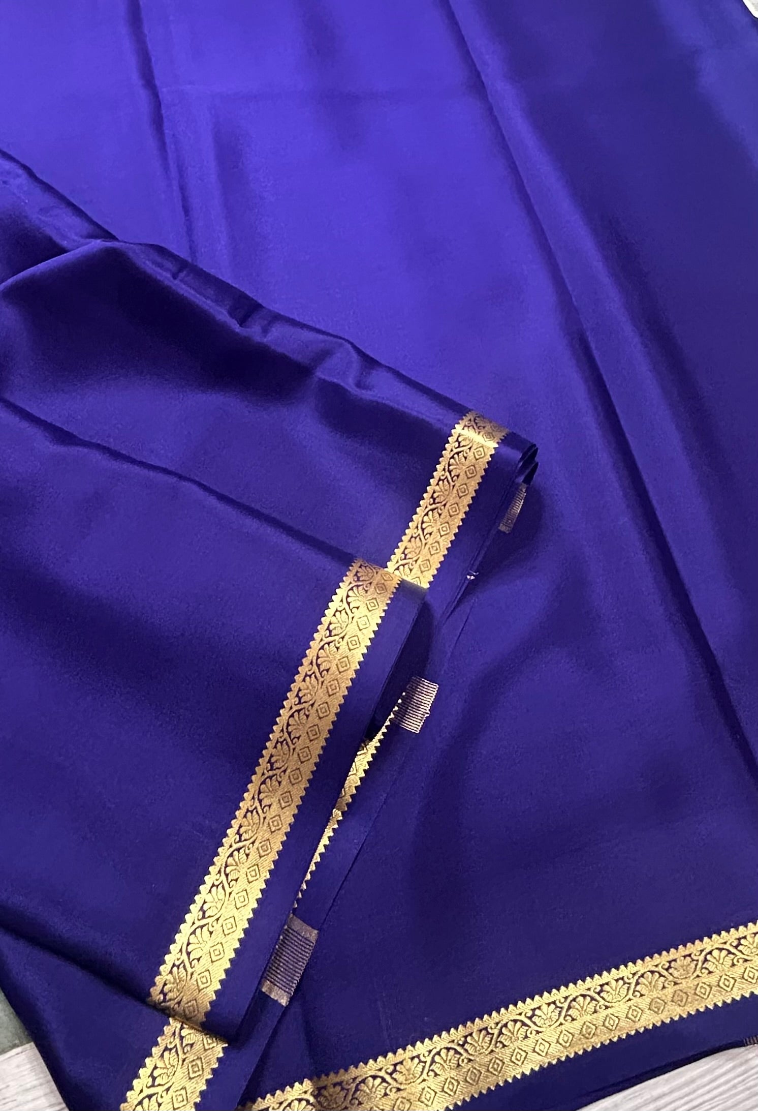 Navy blue one inch border pure Mysore silk 105 saree