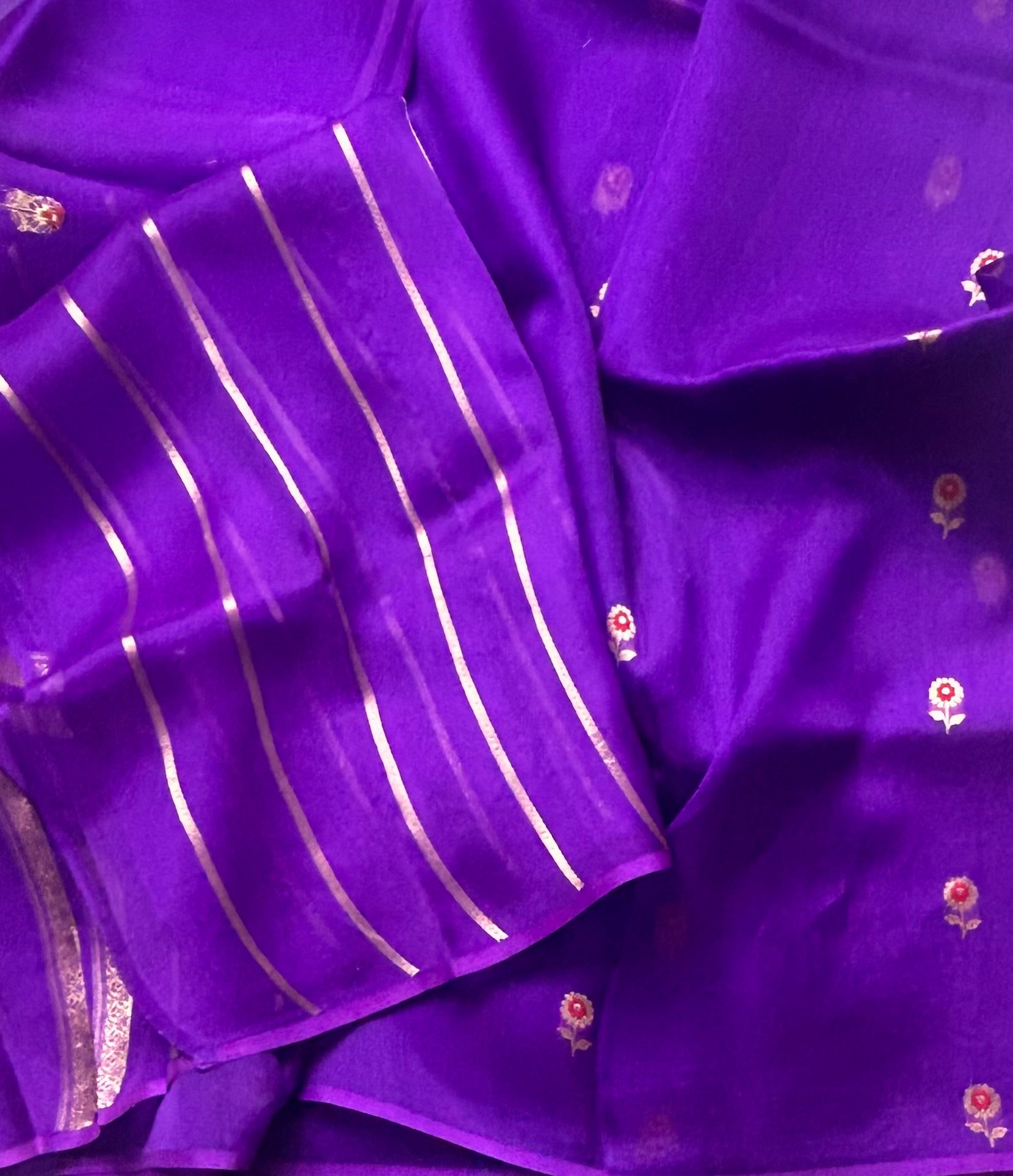 Purple pure kora 103 organza silk saree