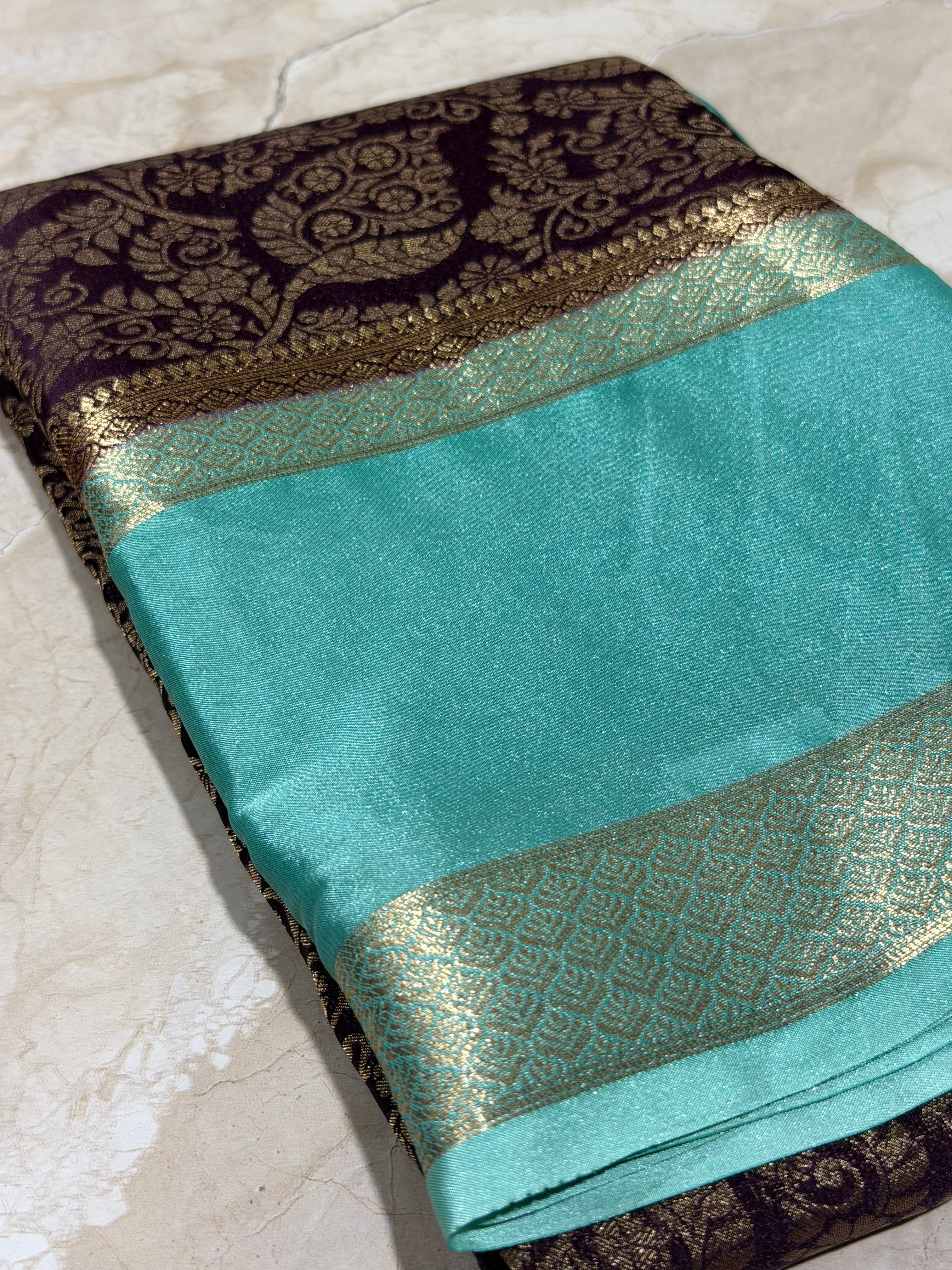 Brown Brocade Semi Mysore Silk Saree 108