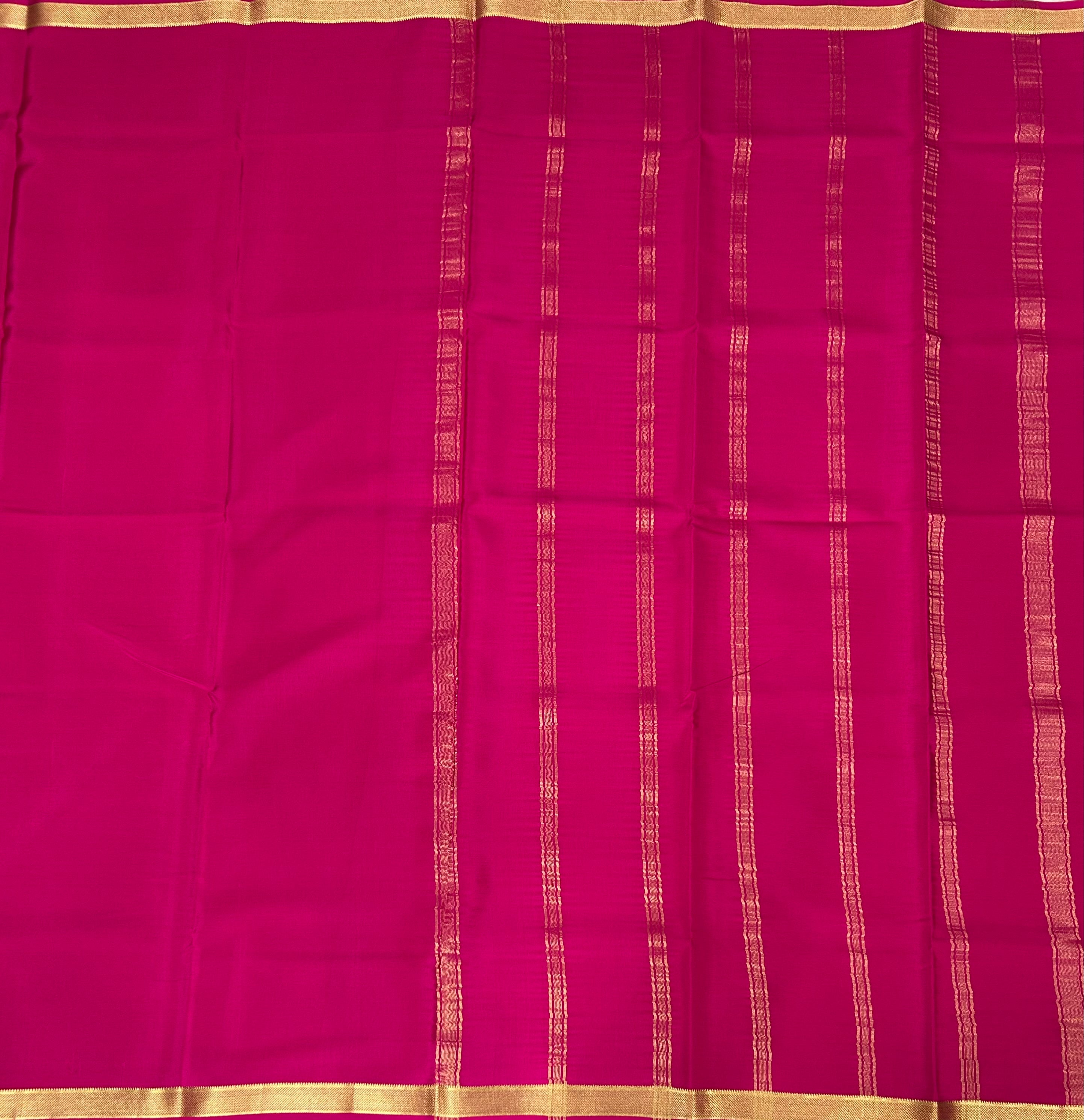 Rani pink plain one inch pure mysore silk-12 saree
