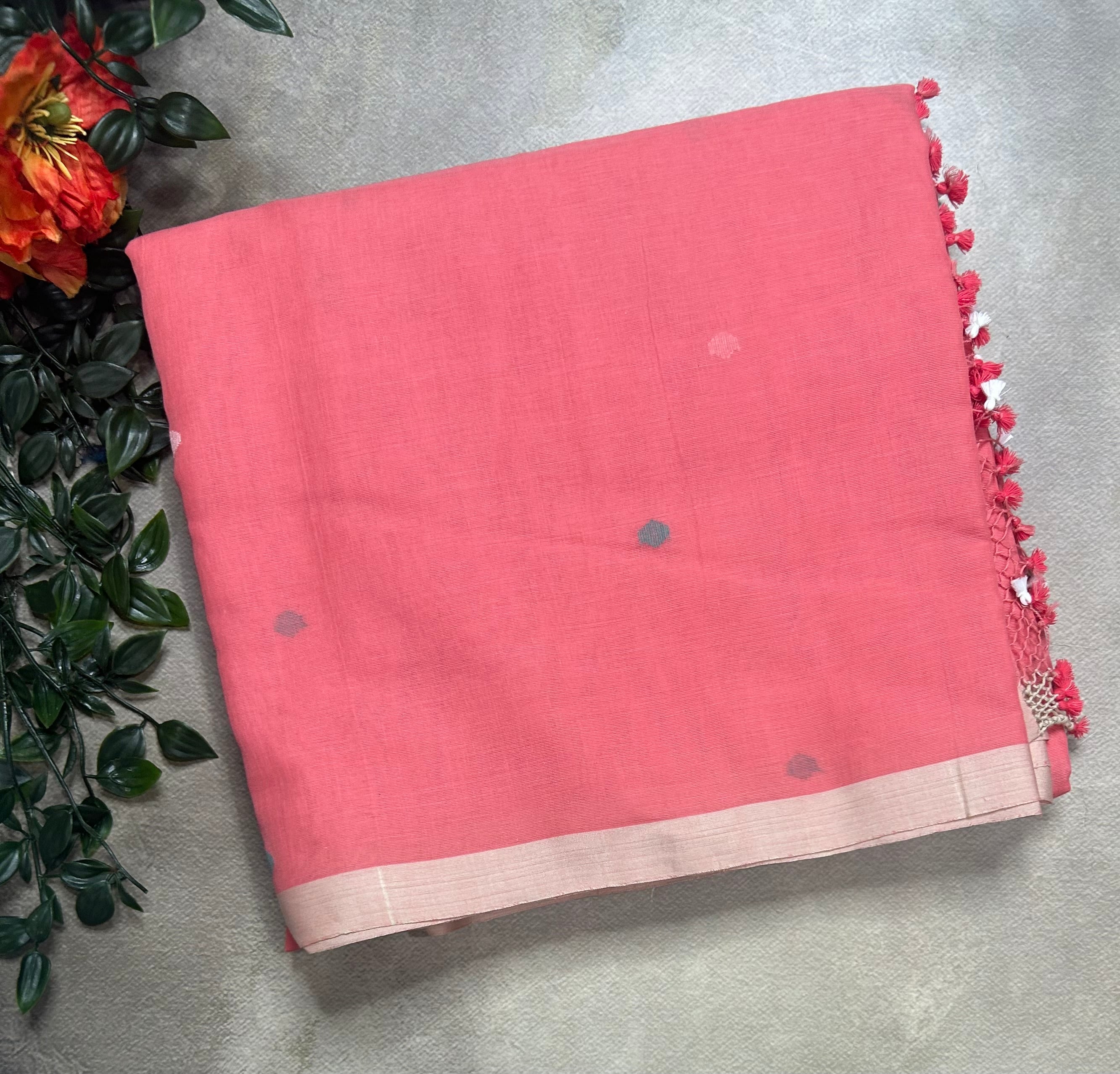 Pastel pink pure cotton jamdani 105 saree
