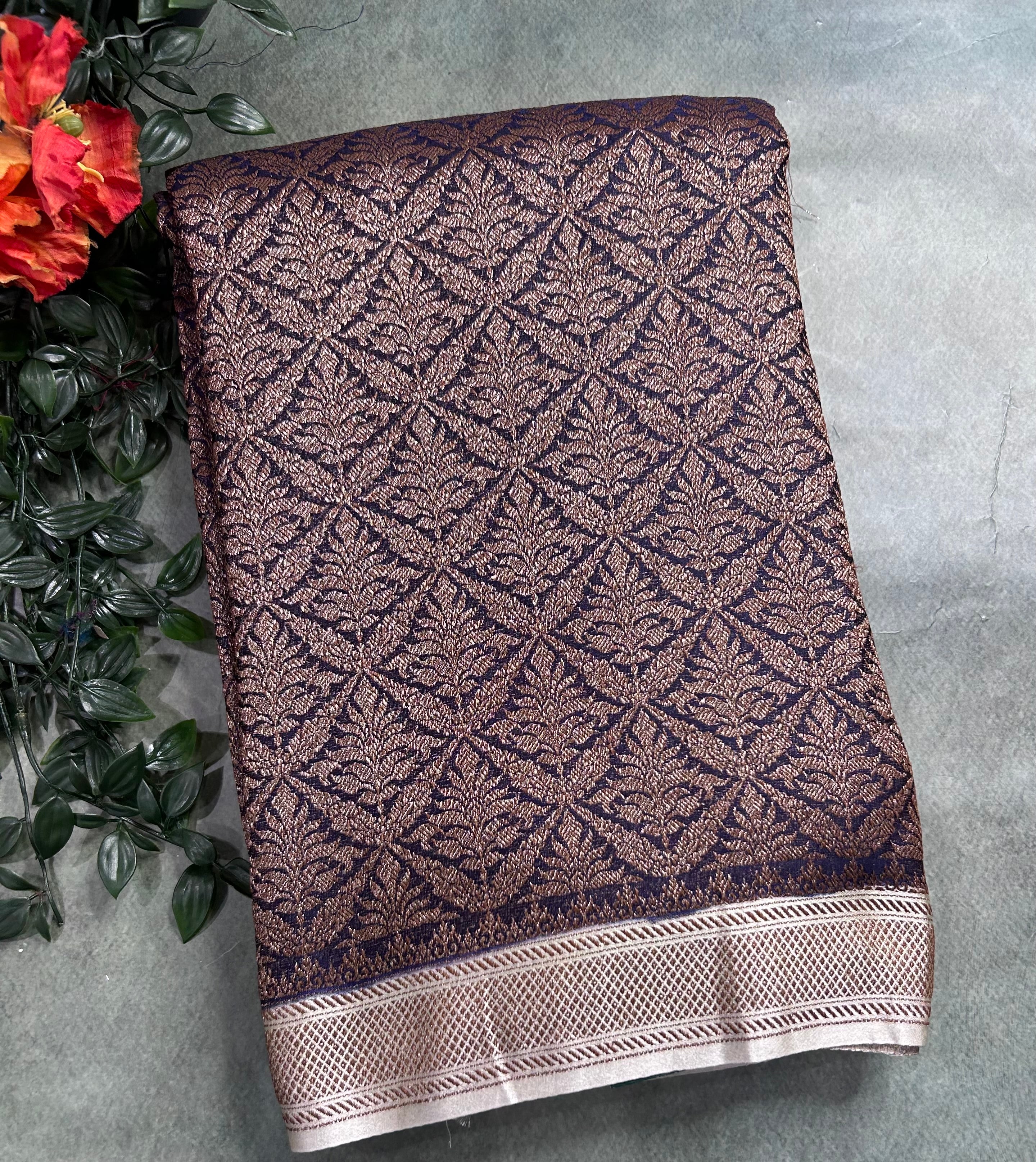 Navy blue brocade soft semi georgette 105 saree