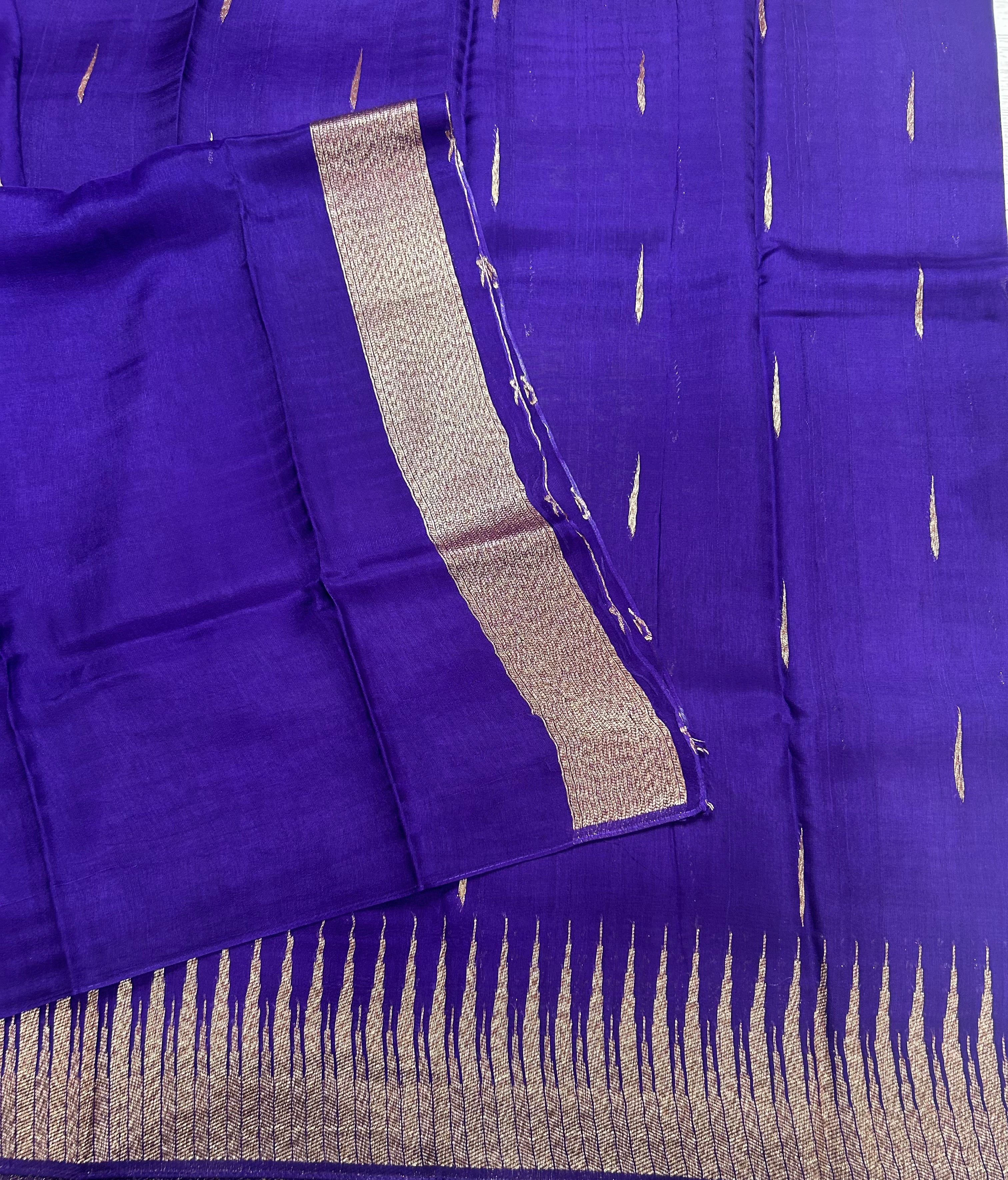 Purple temple border tussar crepe 106 silk saree