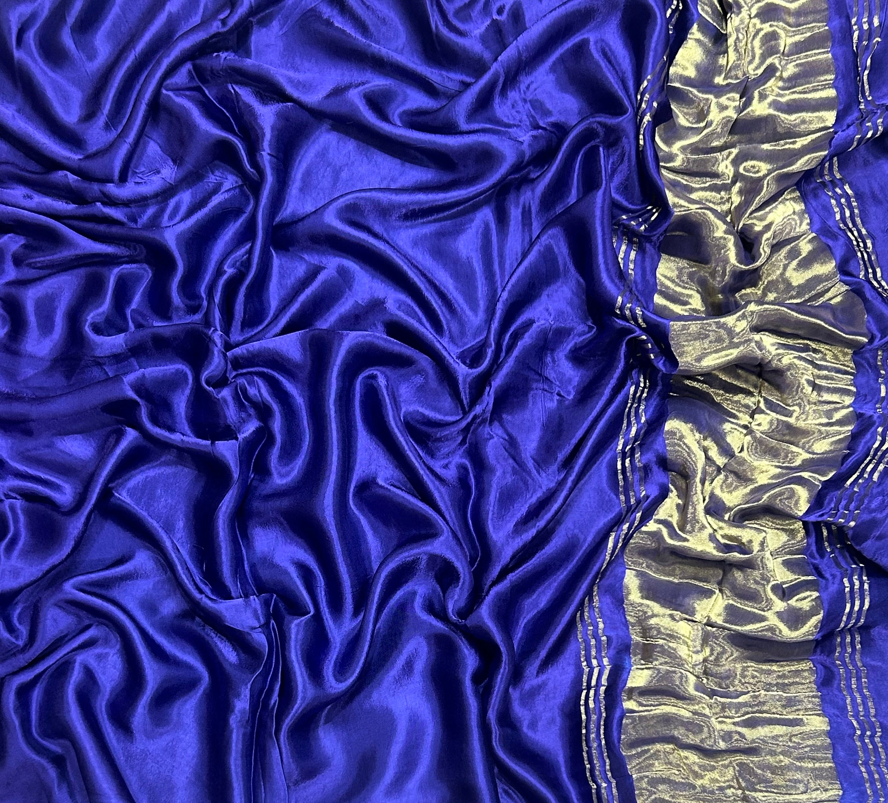 Blue plain borderless modal silk 104 saree