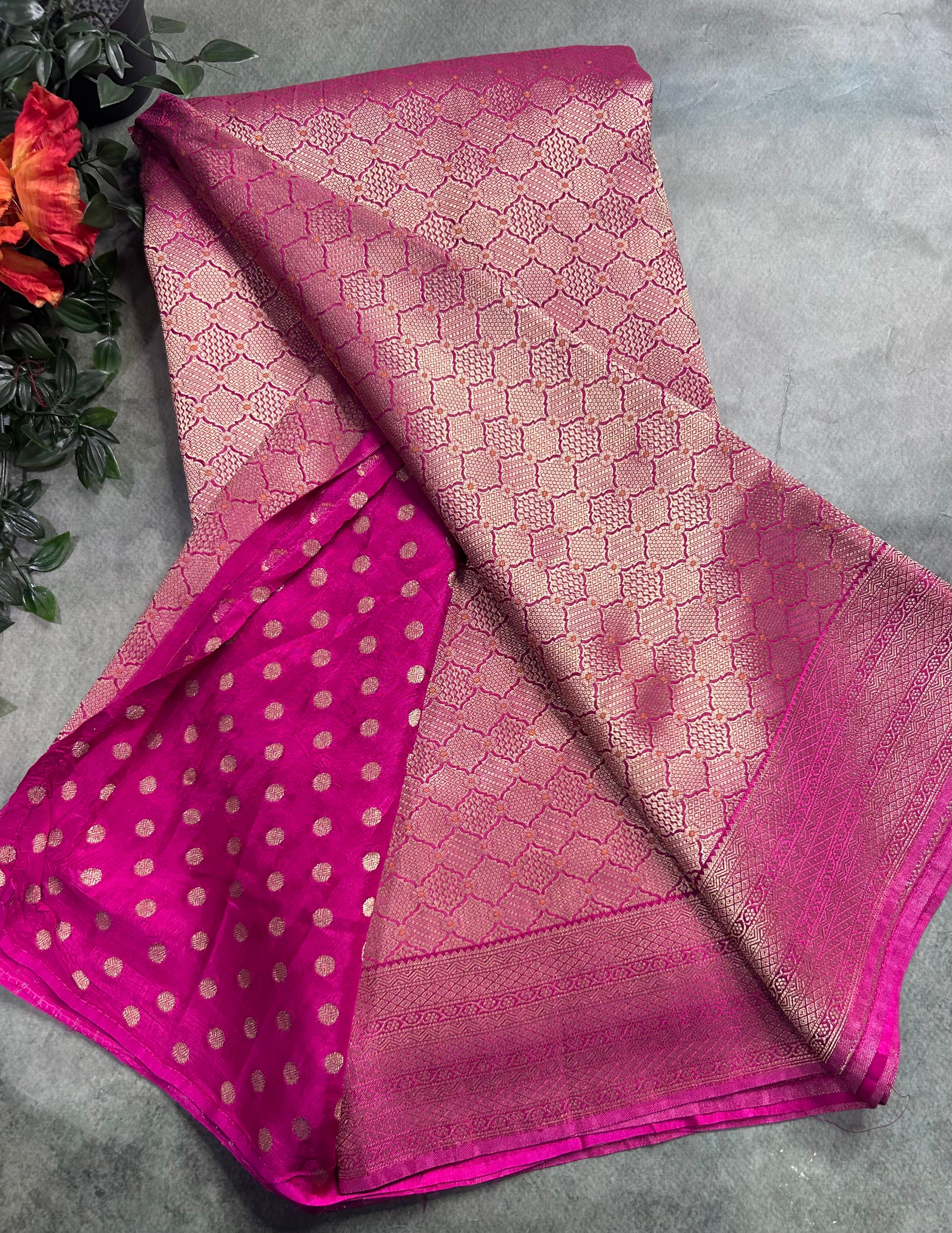 Pink brocade semi georgette 105 saree