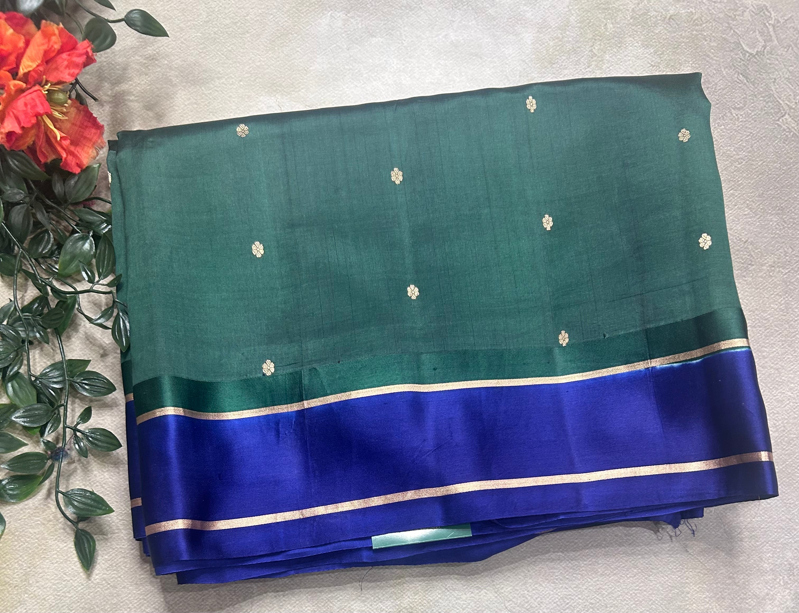 Bottle green benarasi lightweight silk 106 saree