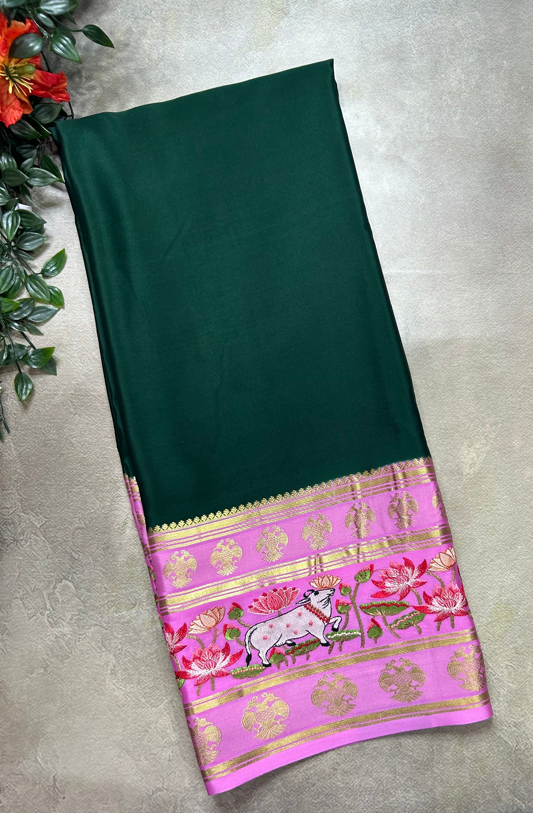2D embroidery pure mysore silk-105 saree
