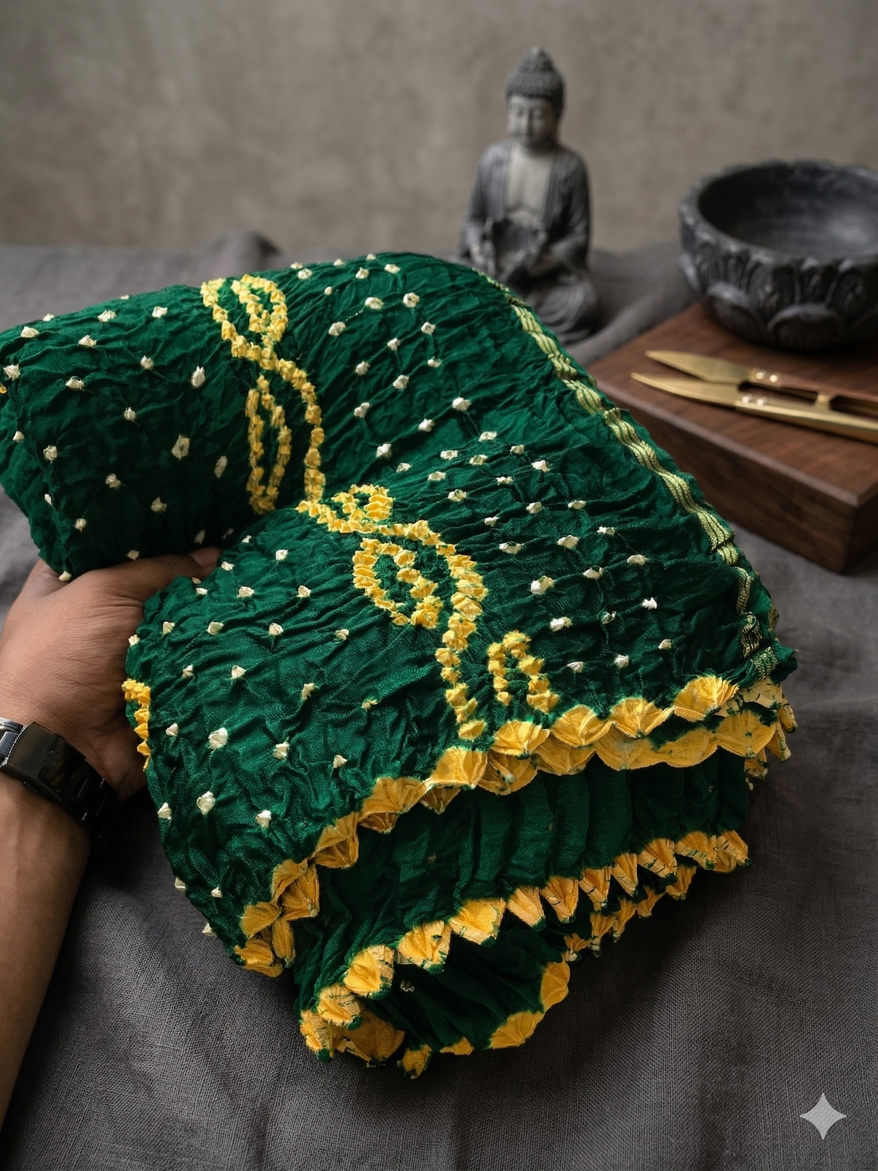 Bottle green Bandhini 104 saree