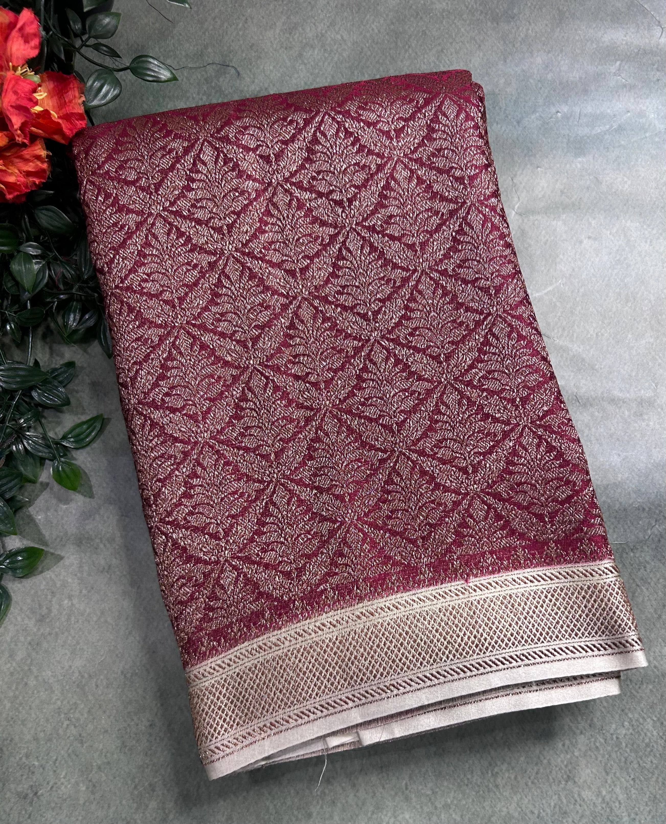 Maroon brocade soft semi georgette 105 saree