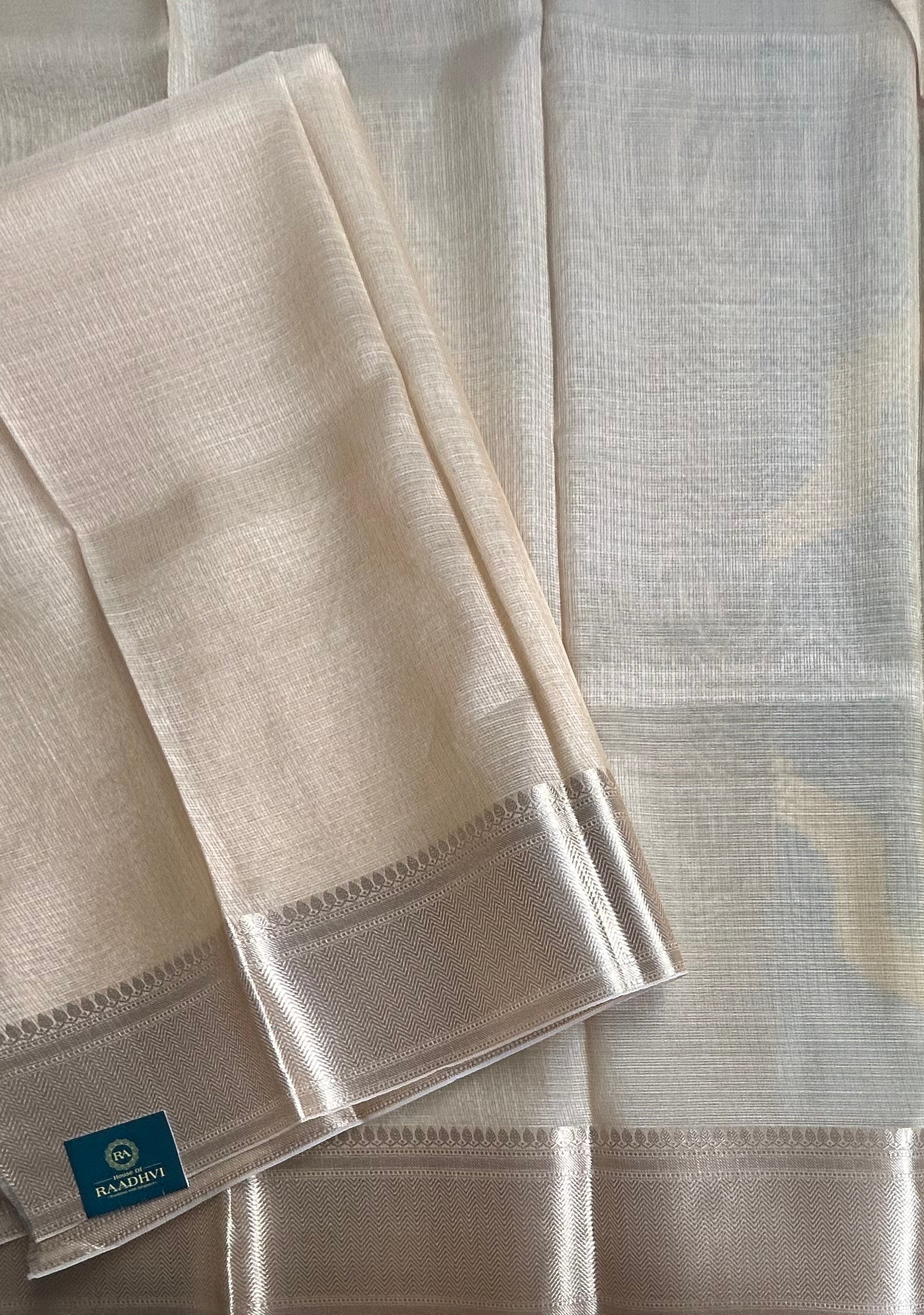 Cream small border Kota  checks saree