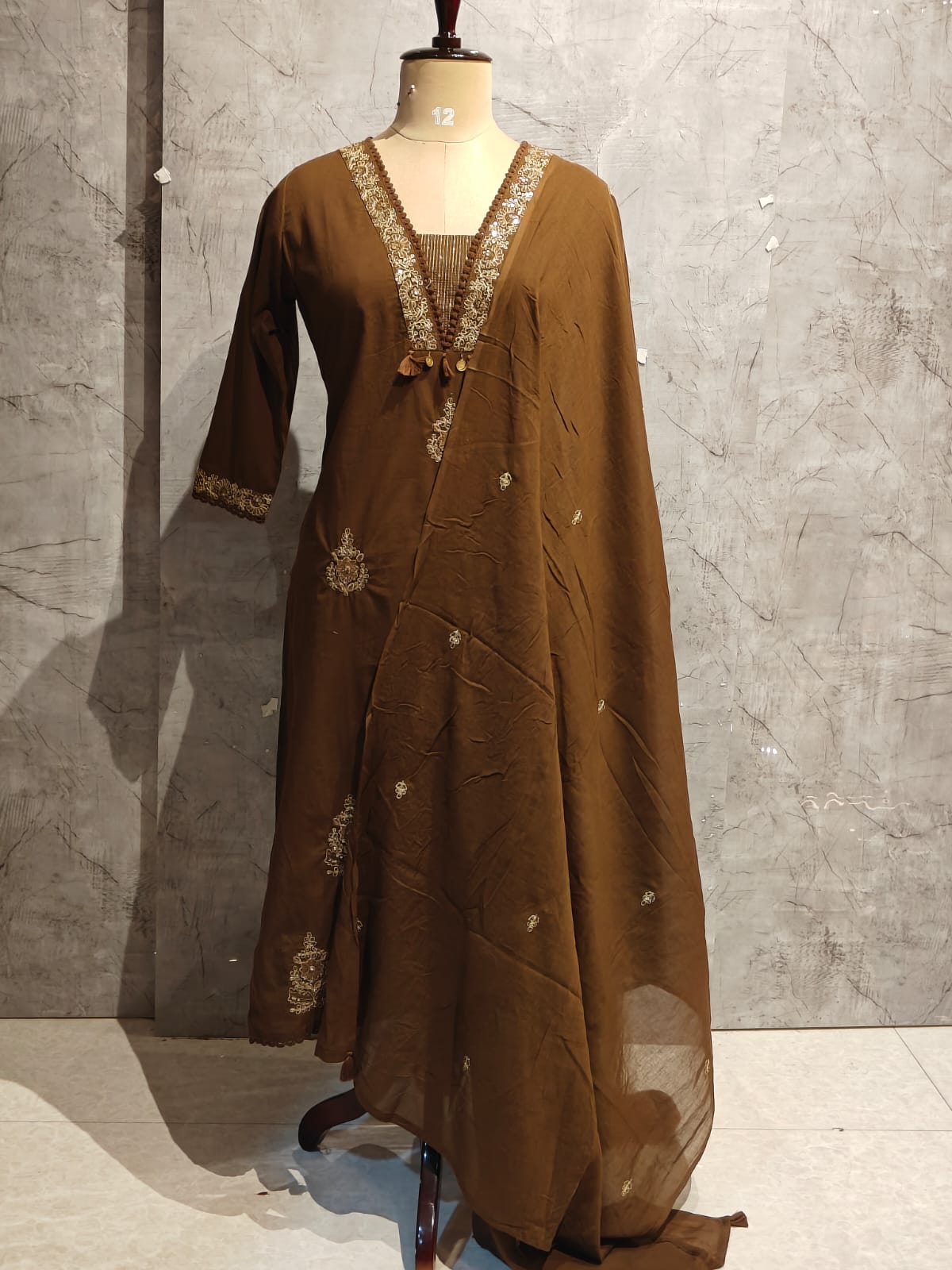 Brown  Cotton Anarkali Kurtha  151