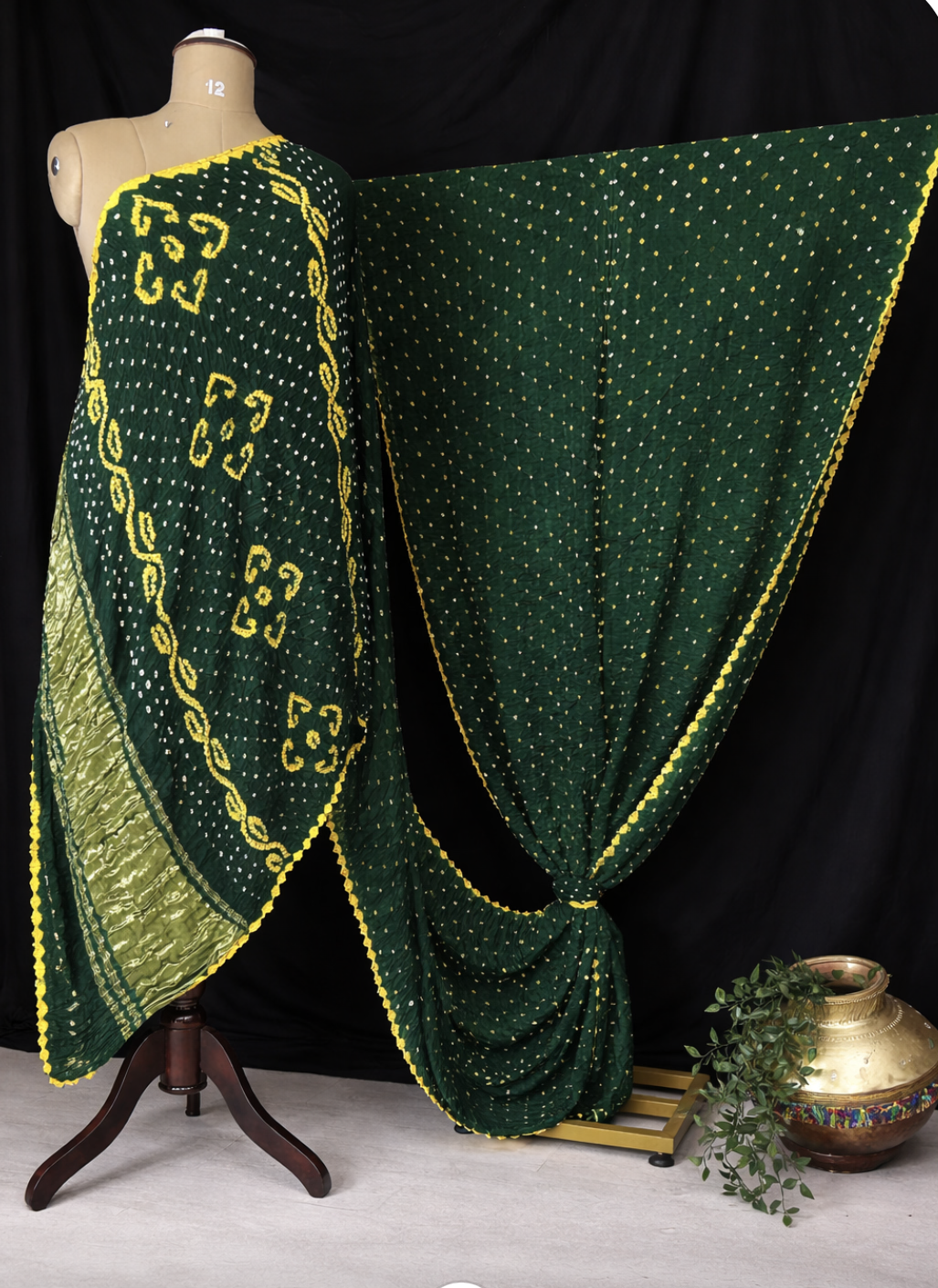Bottle green Bandhini 104 saree