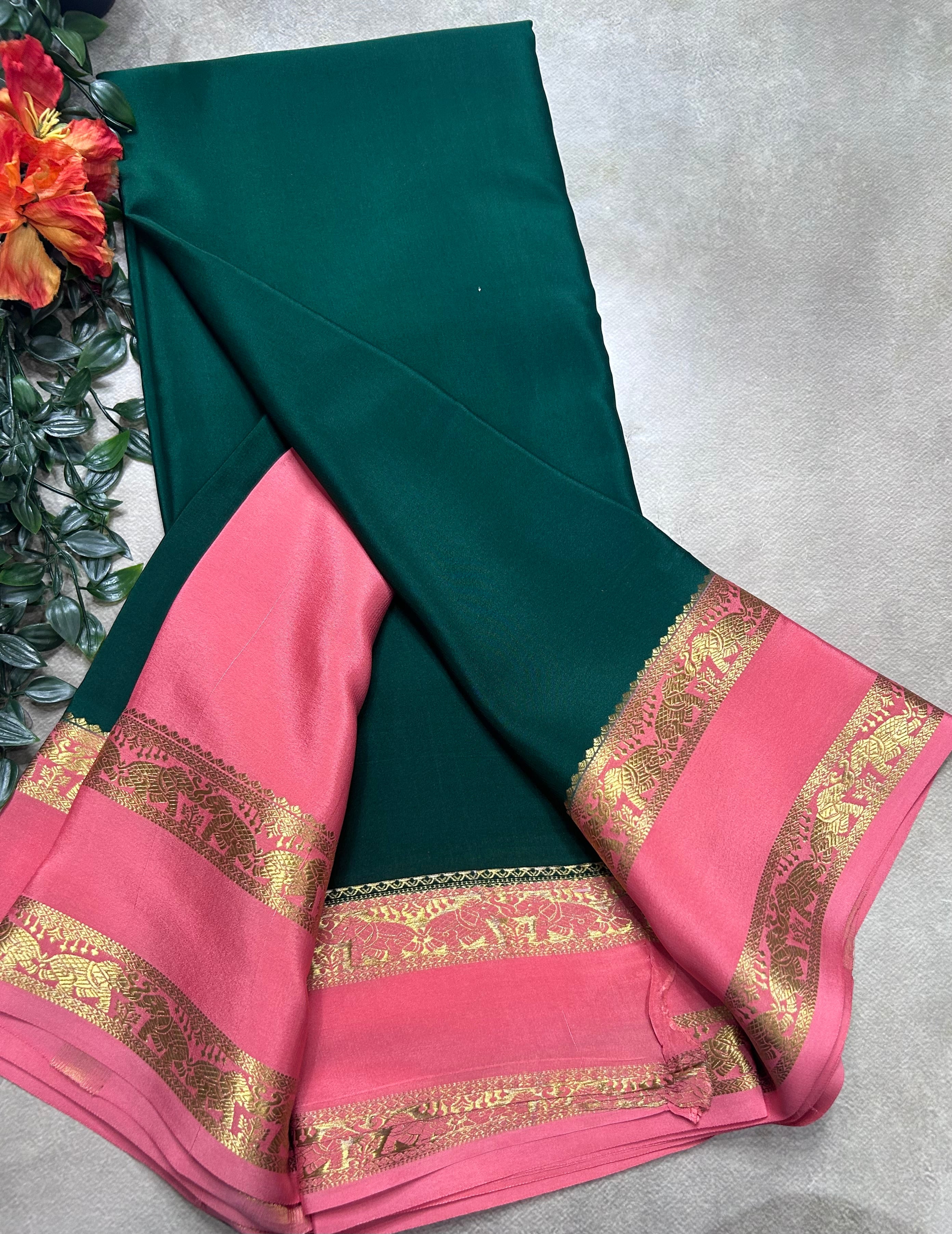 Pastel bentex border pure mysore silk saree(MSC106)