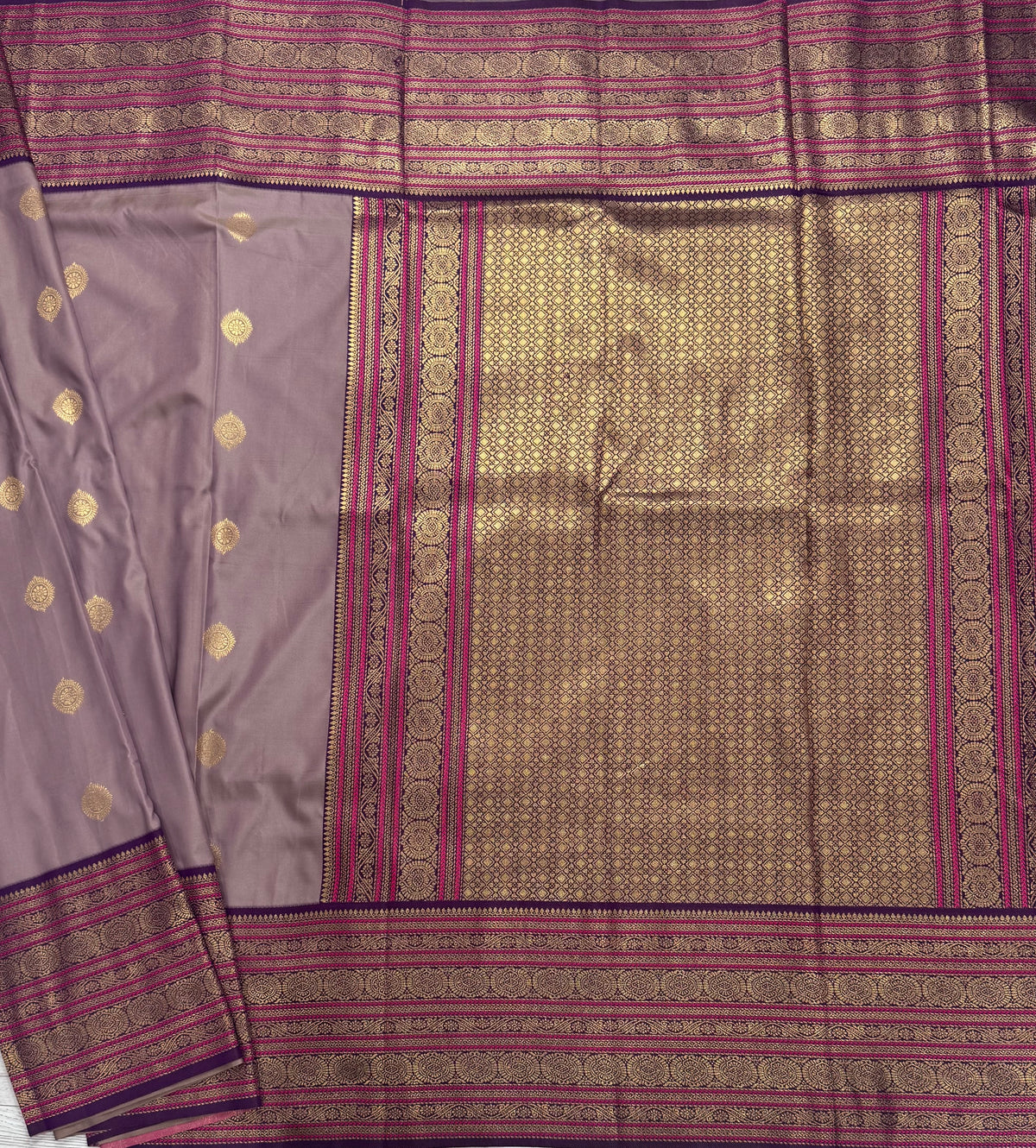 Mauve Kanchi Border Semi Soft Silk Saree 110