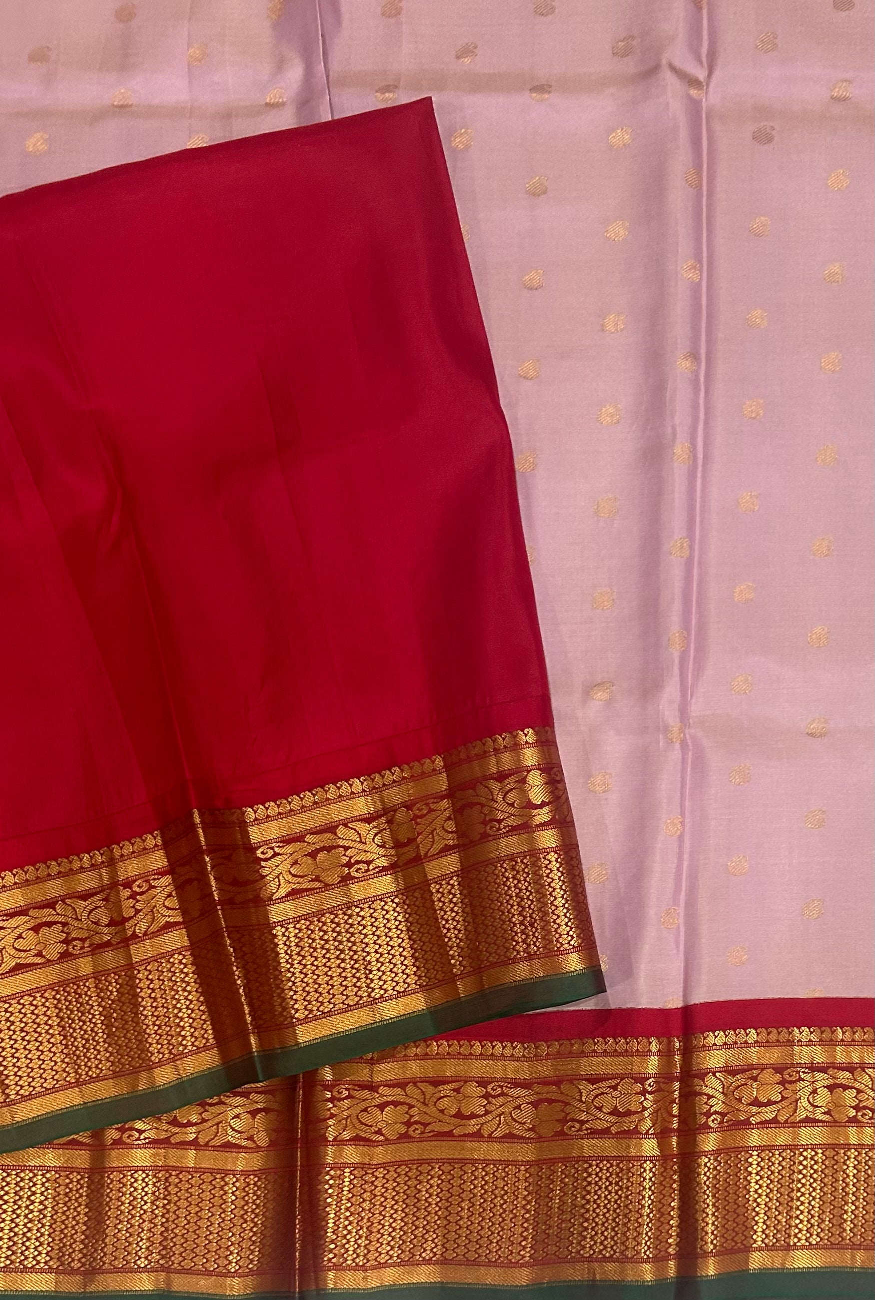 Pastel pink  small border pure Gadwal saree