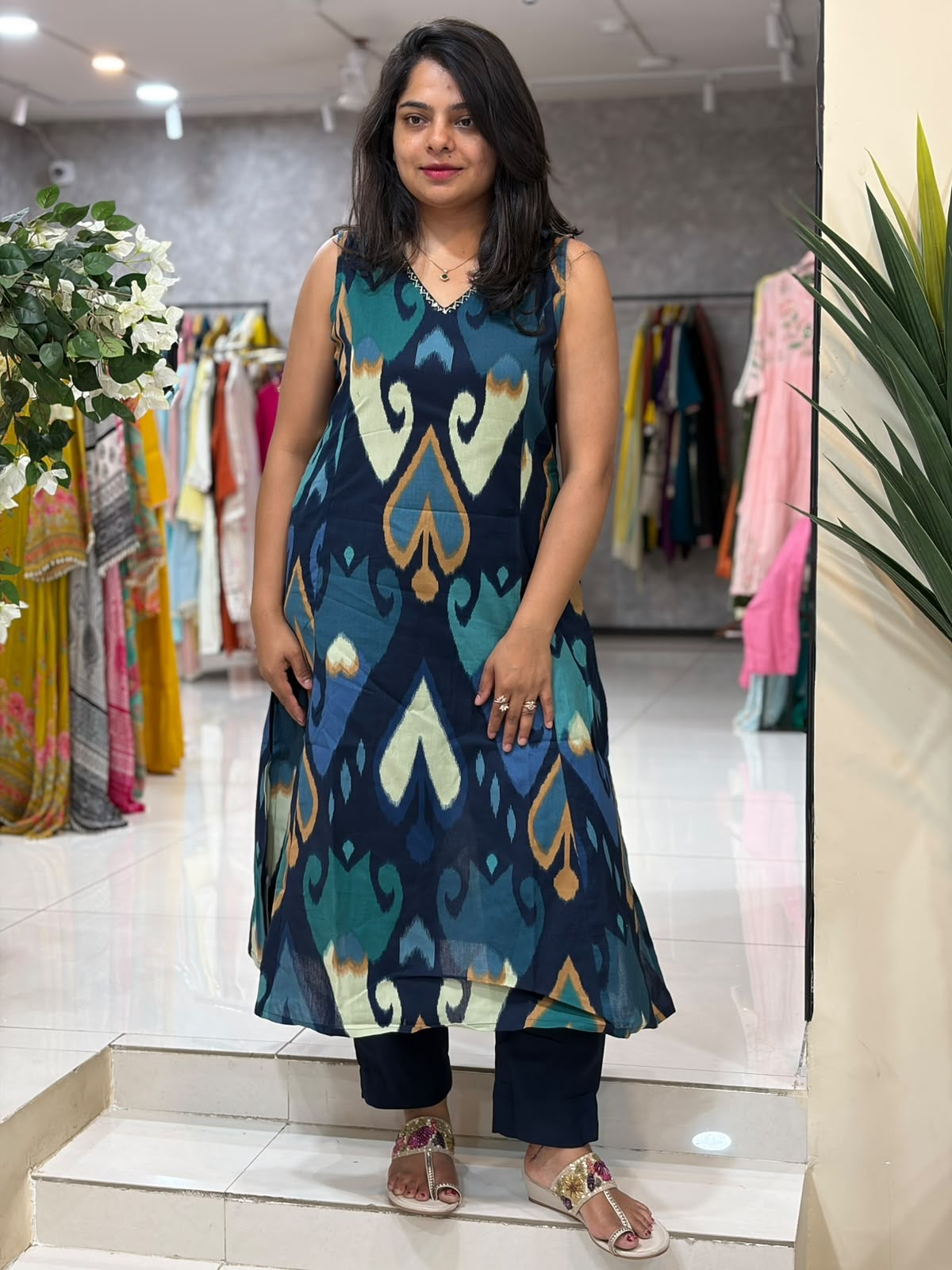 Blue Cotton Hand Embroidery Cord Set Kurtha 487 (Copy)