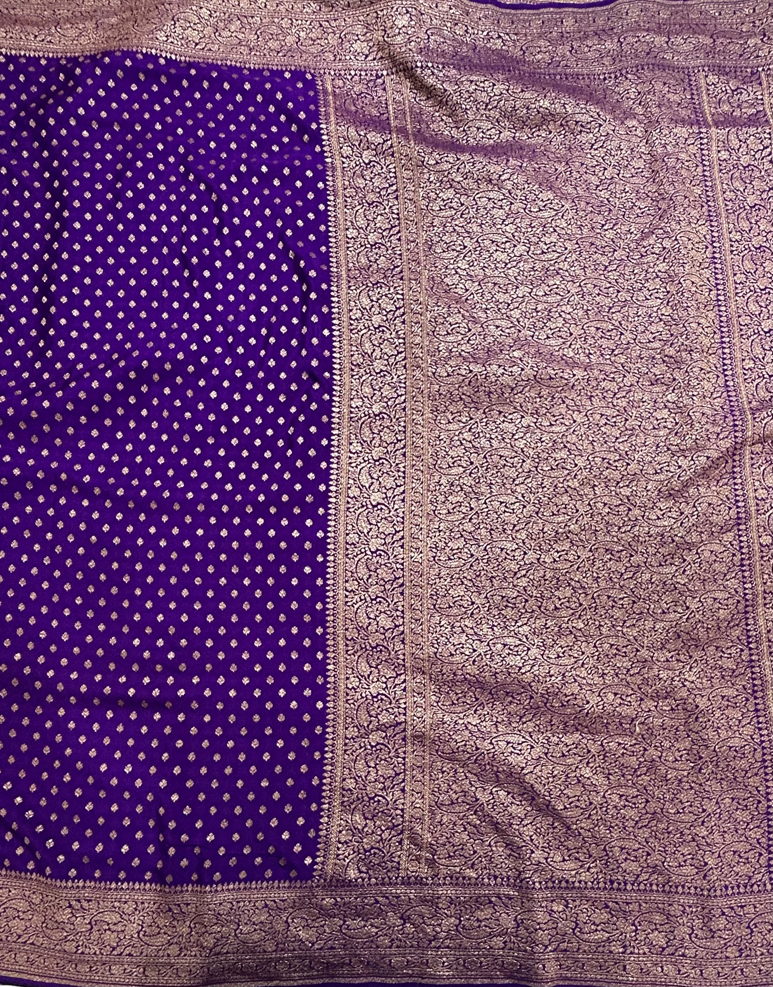 Purple small Butta pure Benarasi crepe 106 saree