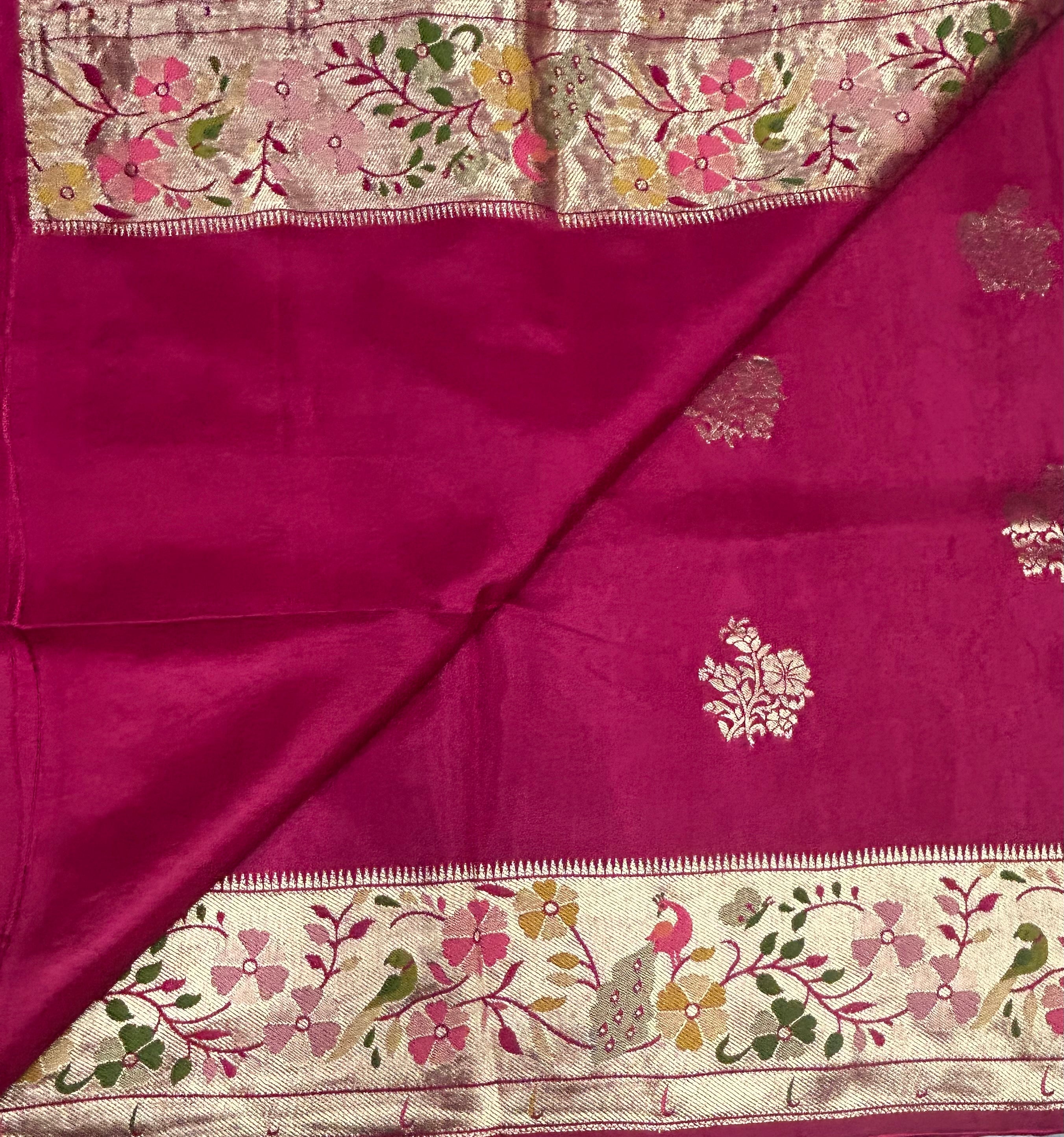 Rani pink Paithani border tussar crepe 105 saree