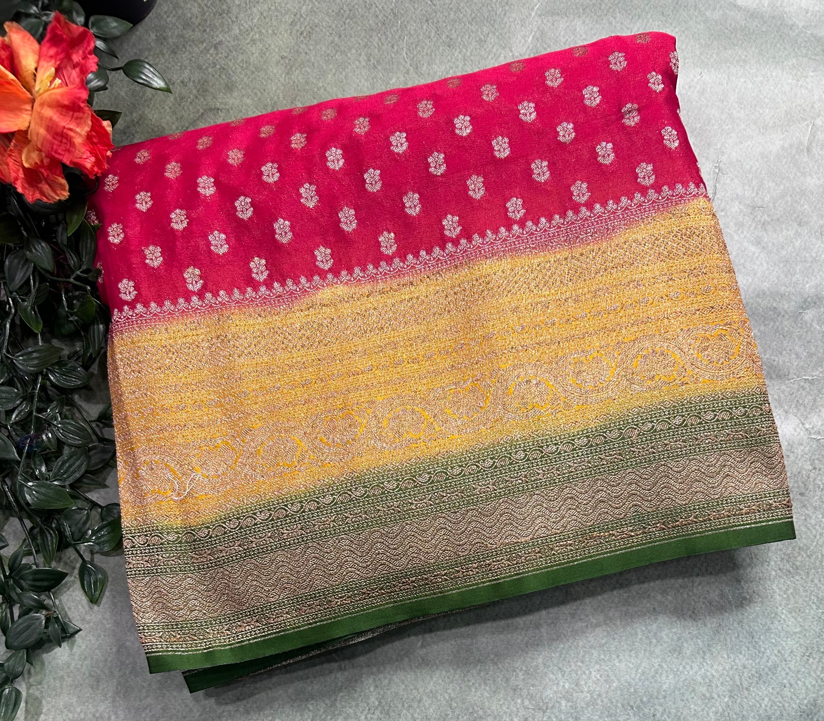 Red 3d semi georgette 105 saree