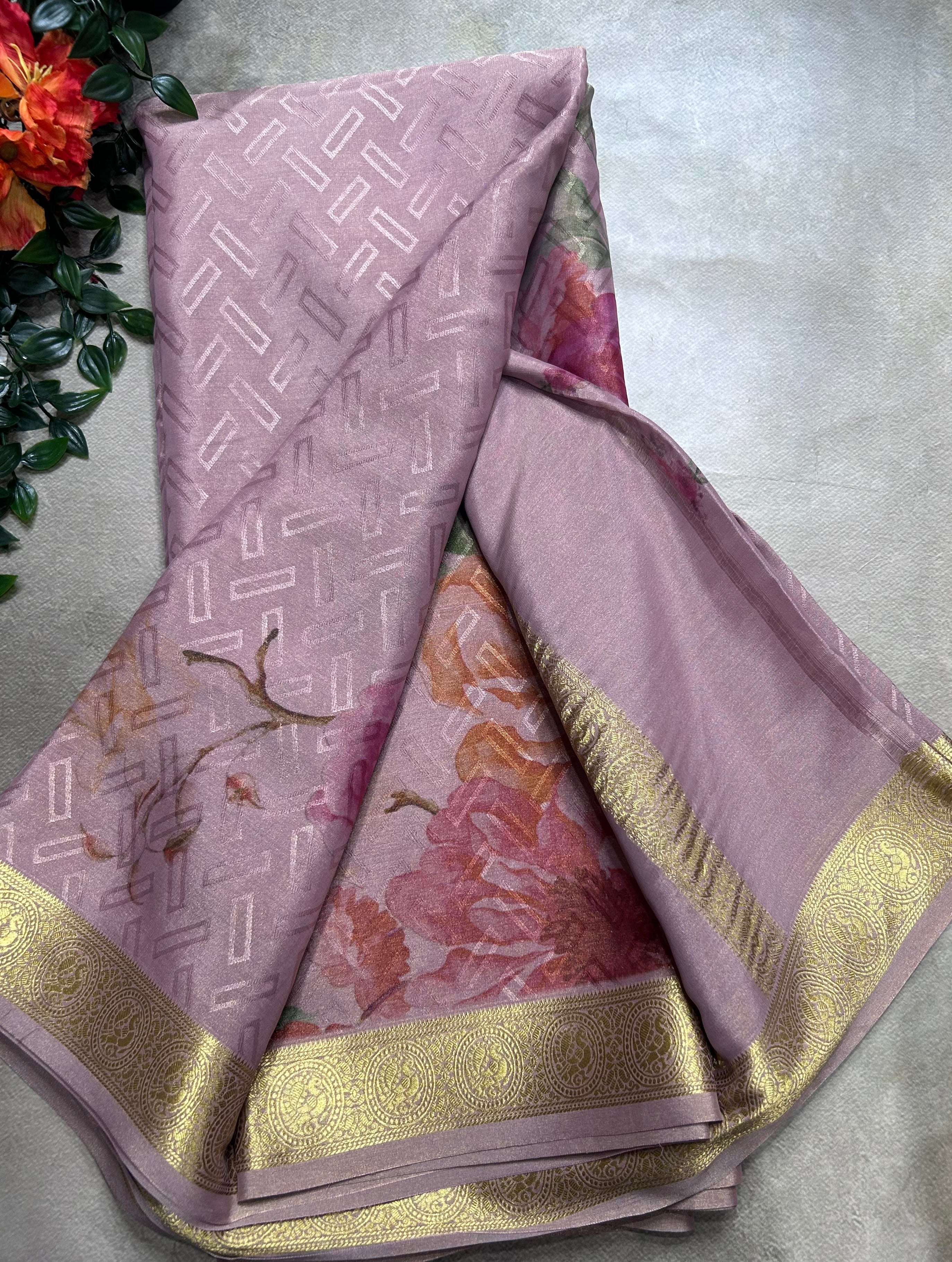 Multicolour digital print pure mysore silk saree(DMS106)
