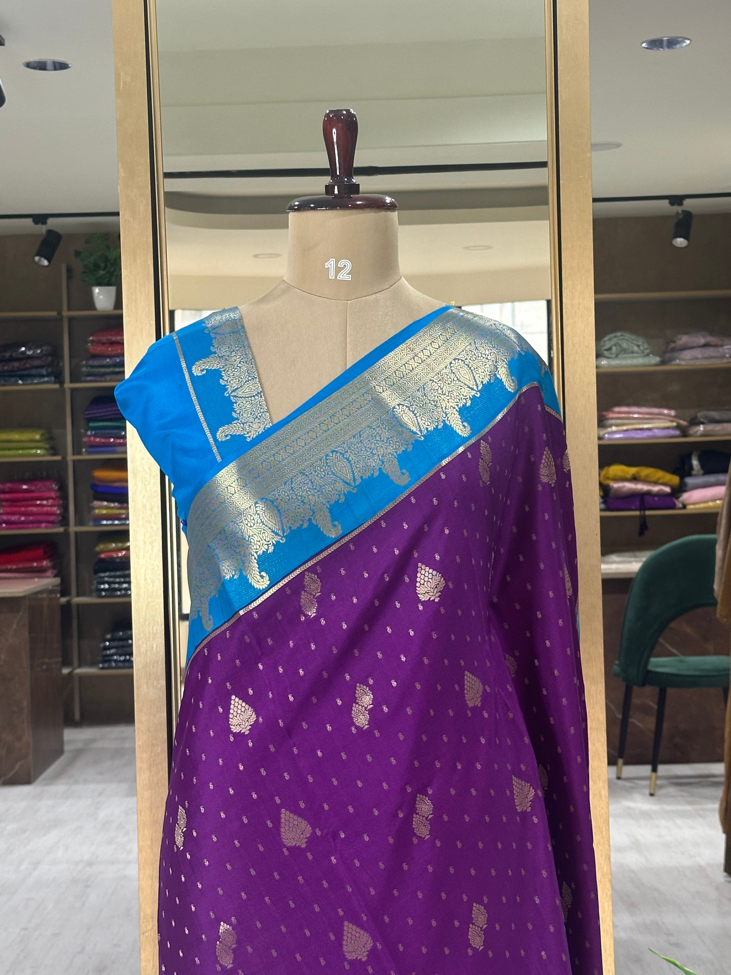 Purple Banarasi pure Mysore-09 crepe silk saree