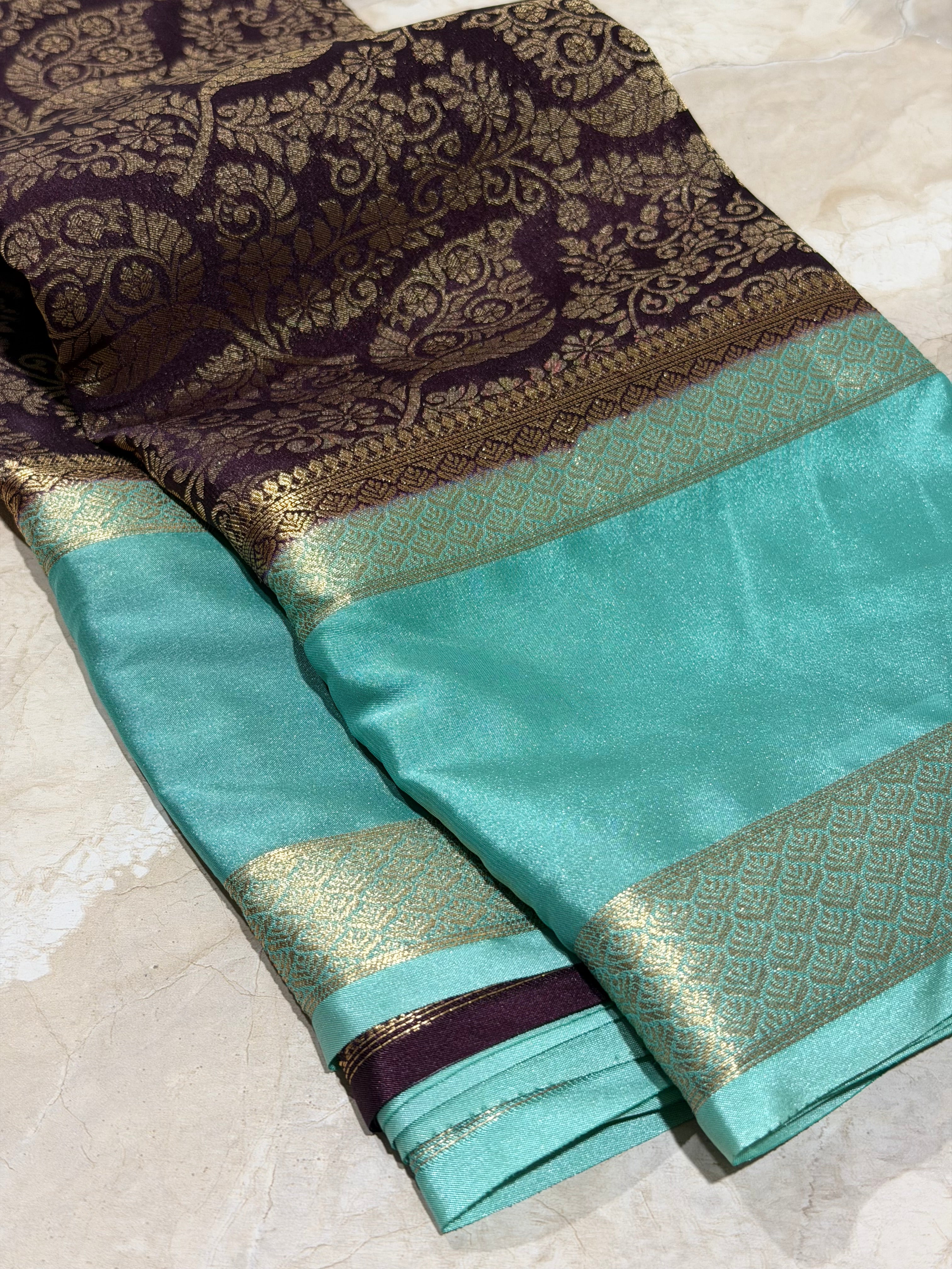 Brown Brocade Semi Mysore Silk Saree 108