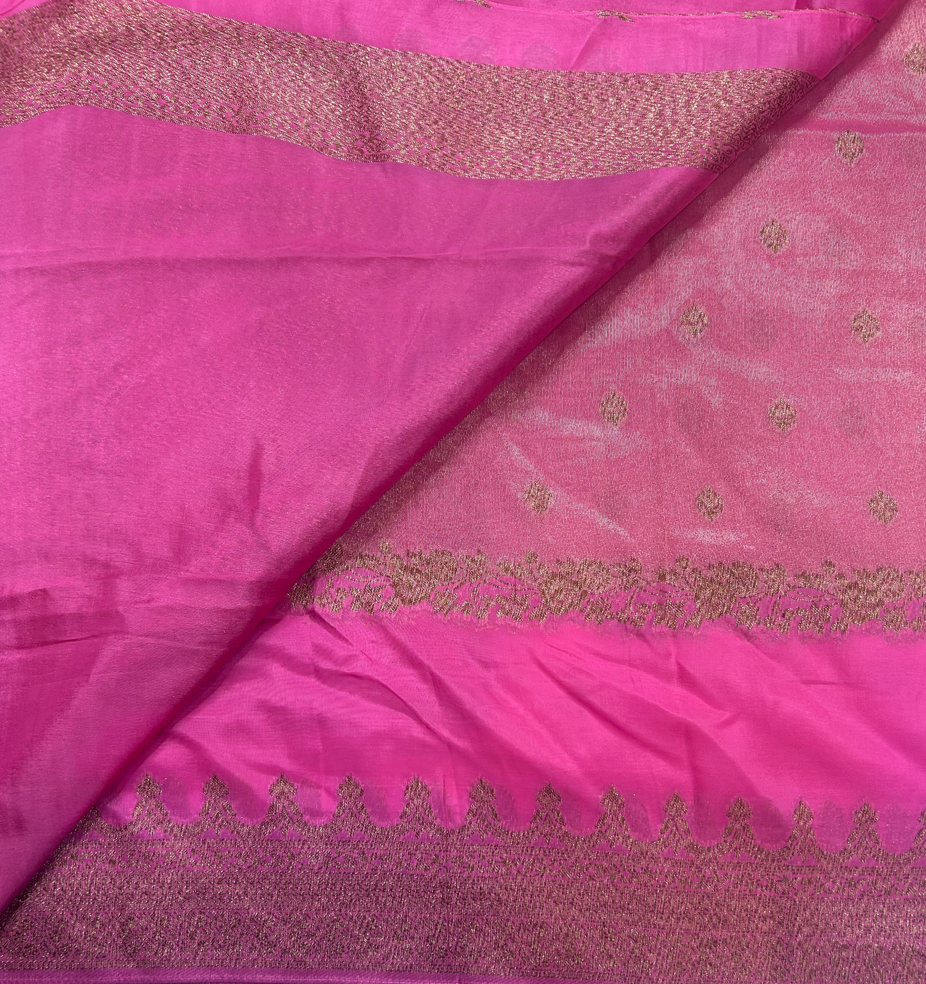 Baby pink brocade tussar georgette crepe 106 silk saree