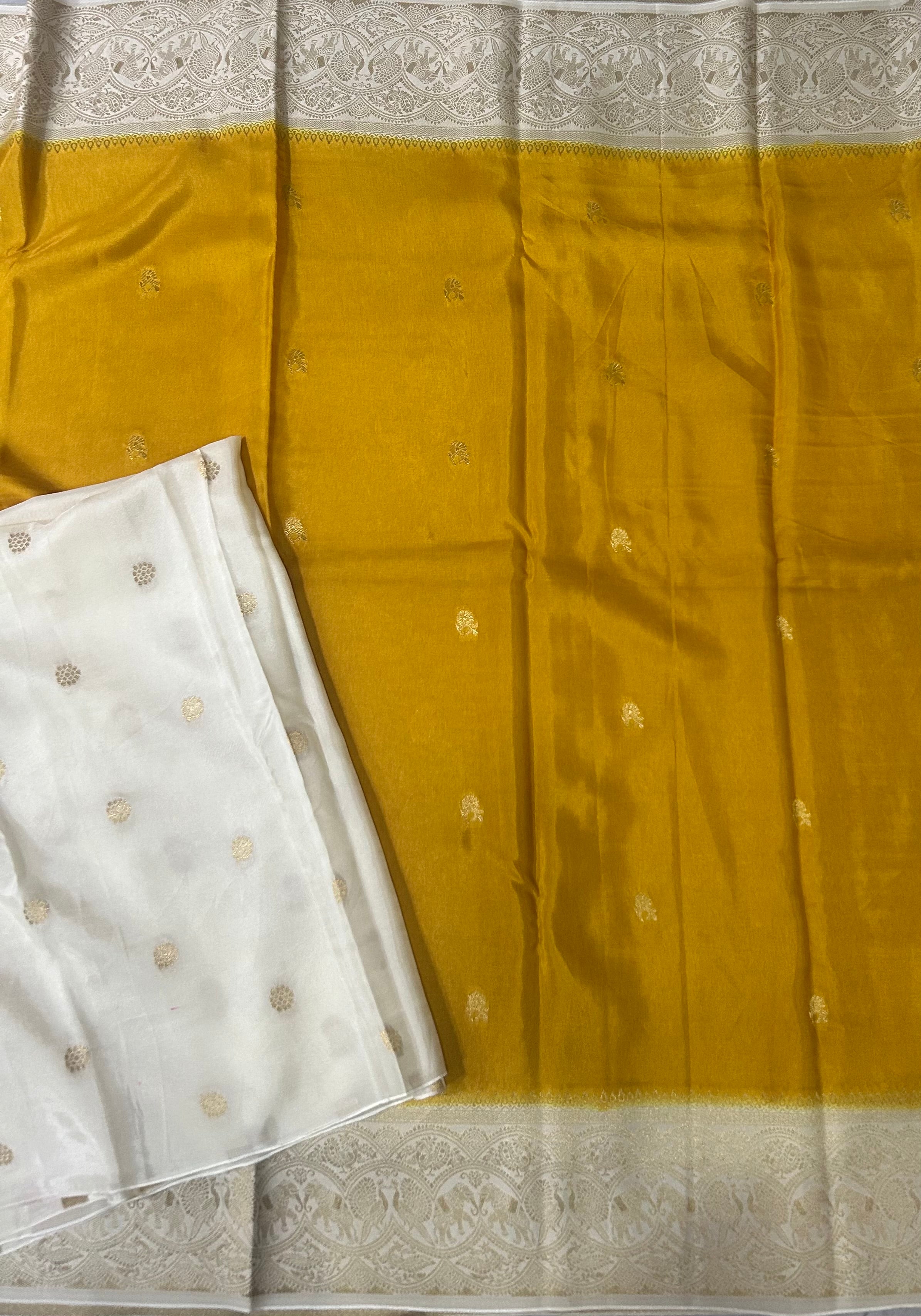 Yellow contrast border semi Mysore 105 saree
